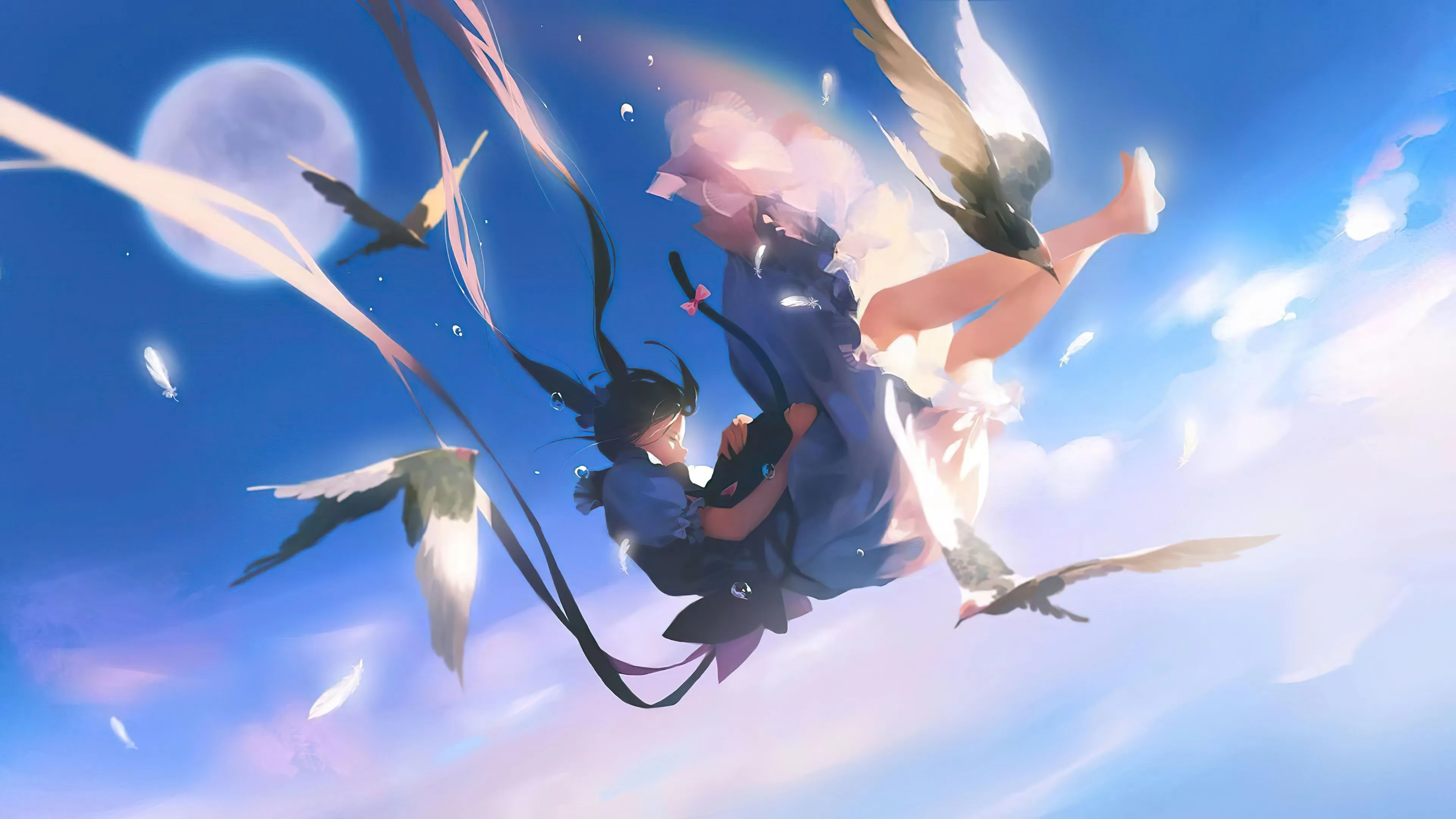 动漫 插画师作品 治愈 天空下的少女 壁纸预览