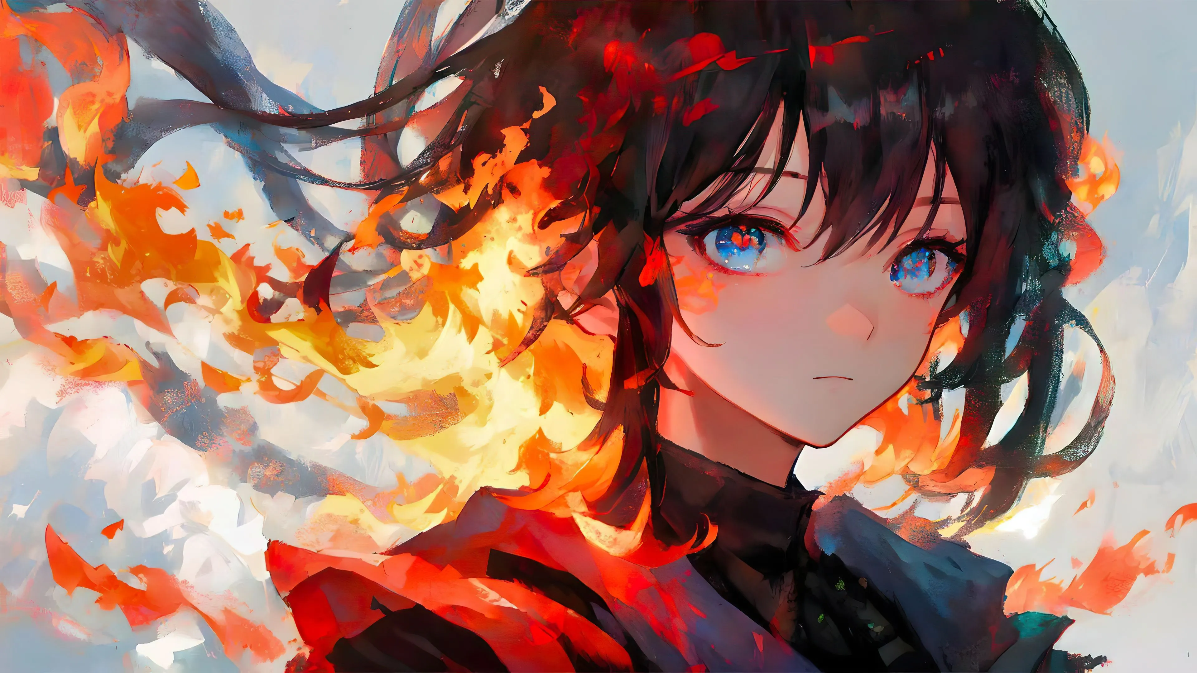 动漫 ai绘画 彩色头发少女 壁纸预览
