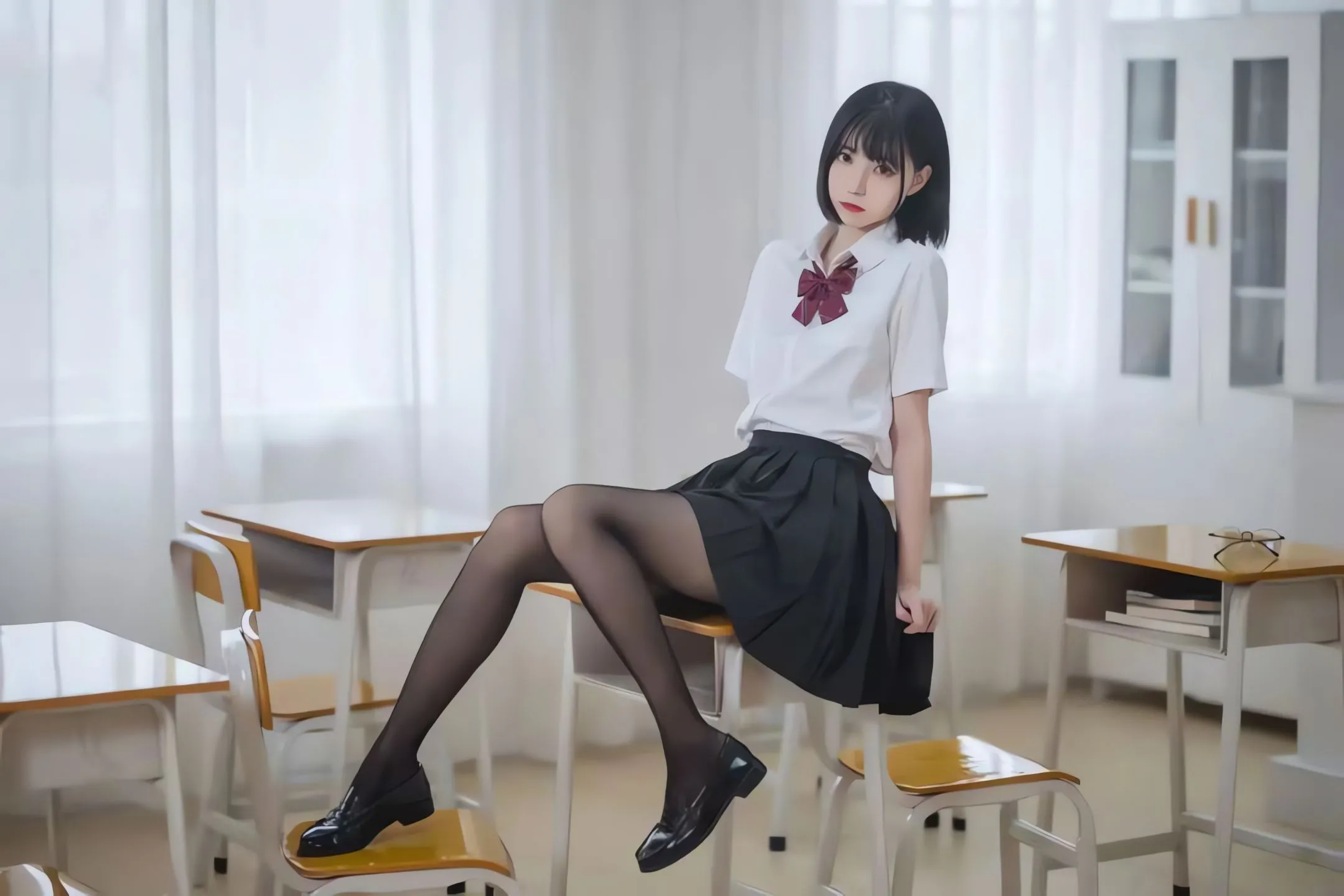 美女 JK制服少女 课堂 萌妹子 壁纸预览