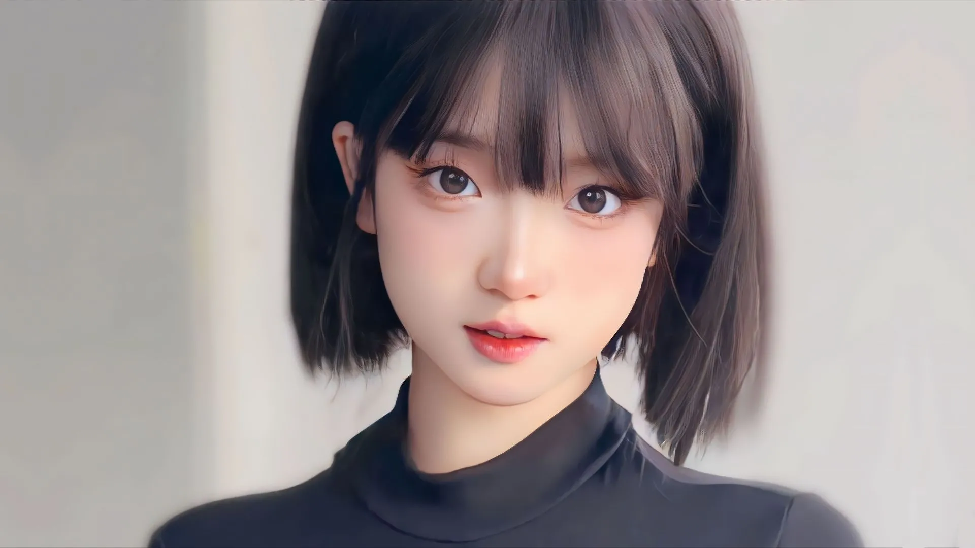 美女 短发少女 御姐 黑发少女 壁纸预览