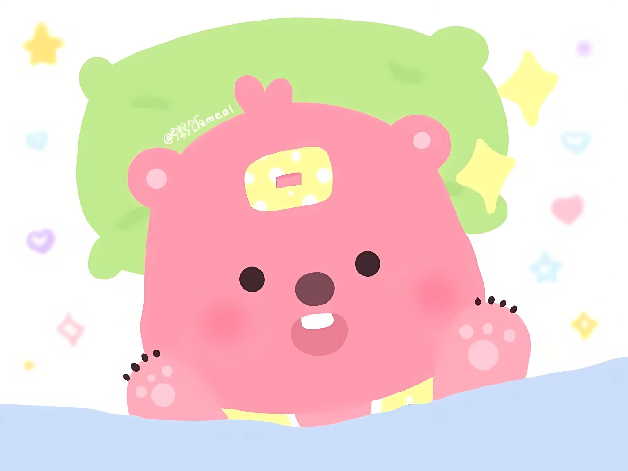 卡通 可爱 ins风 loppy;小海狸 小清新 粉色 壁纸预览