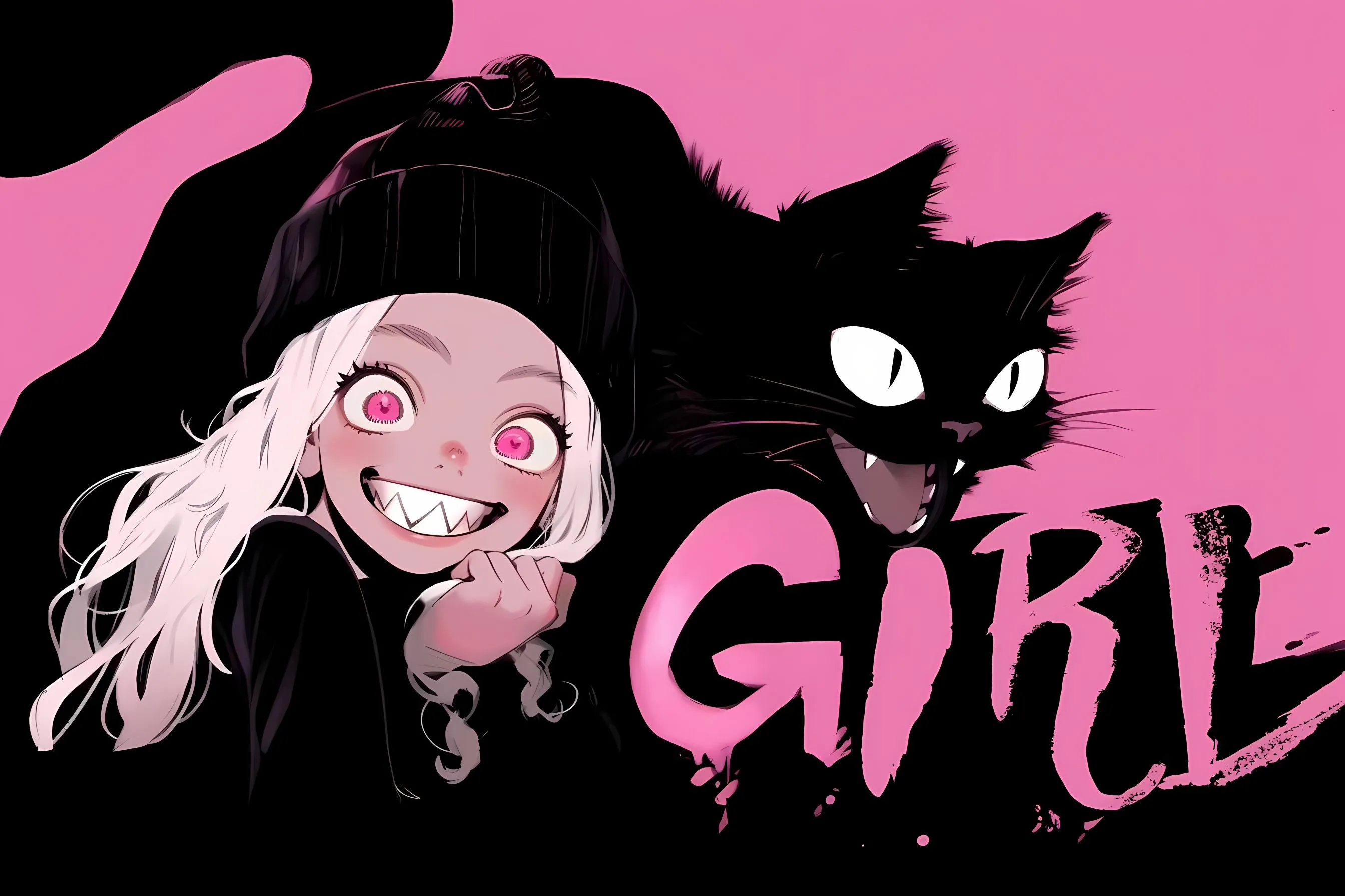 动漫 美女 猫咪 动漫少女 AI 壁纸预览