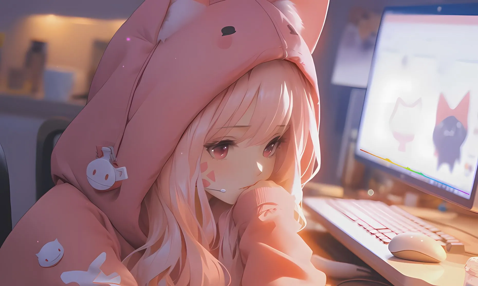 动漫 插画 动漫少女 女孩 高质量 粉色 壁纸预览