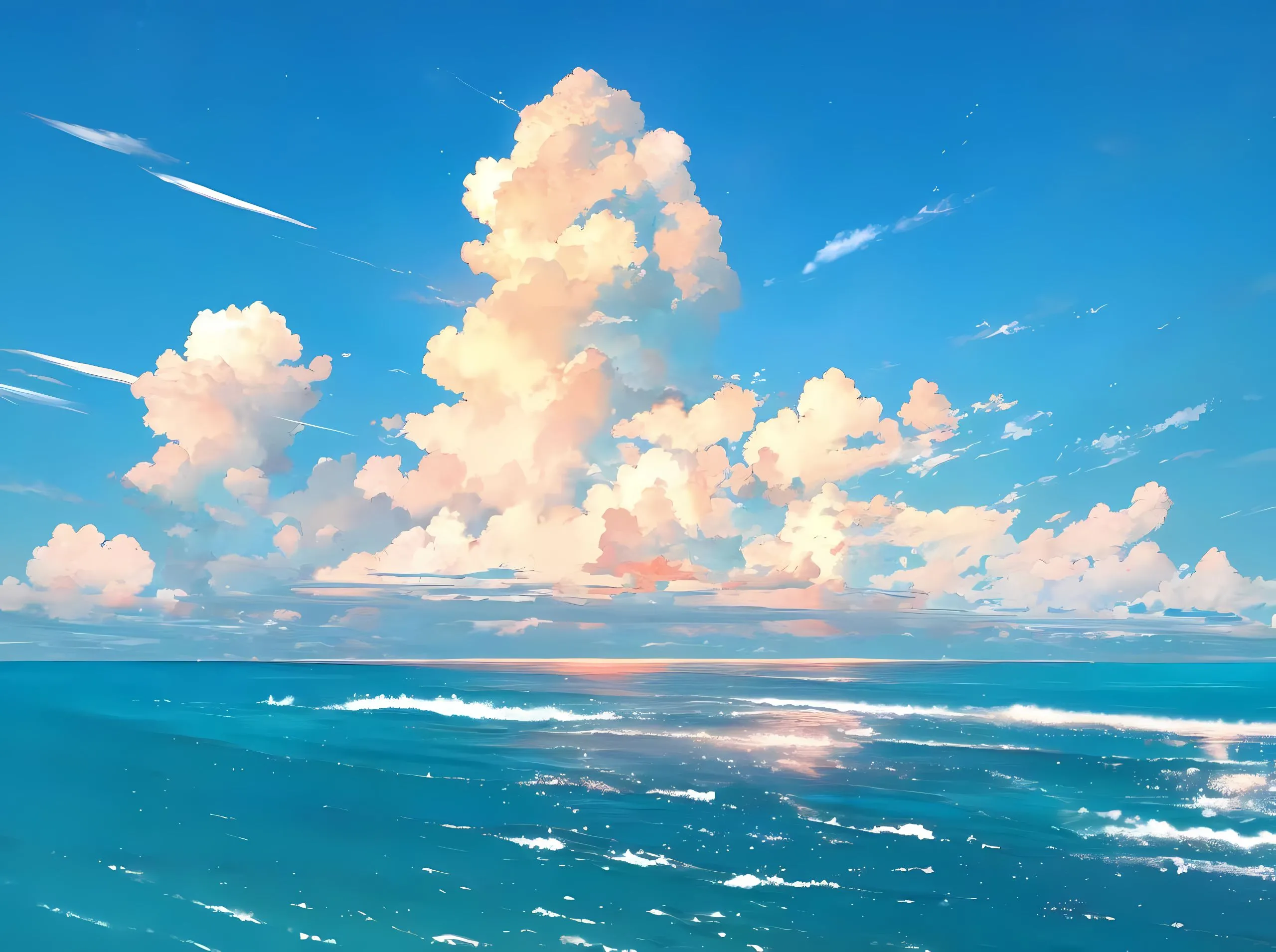 动漫 蓝色系 风景 海 舒适 治愈 壁纸预览