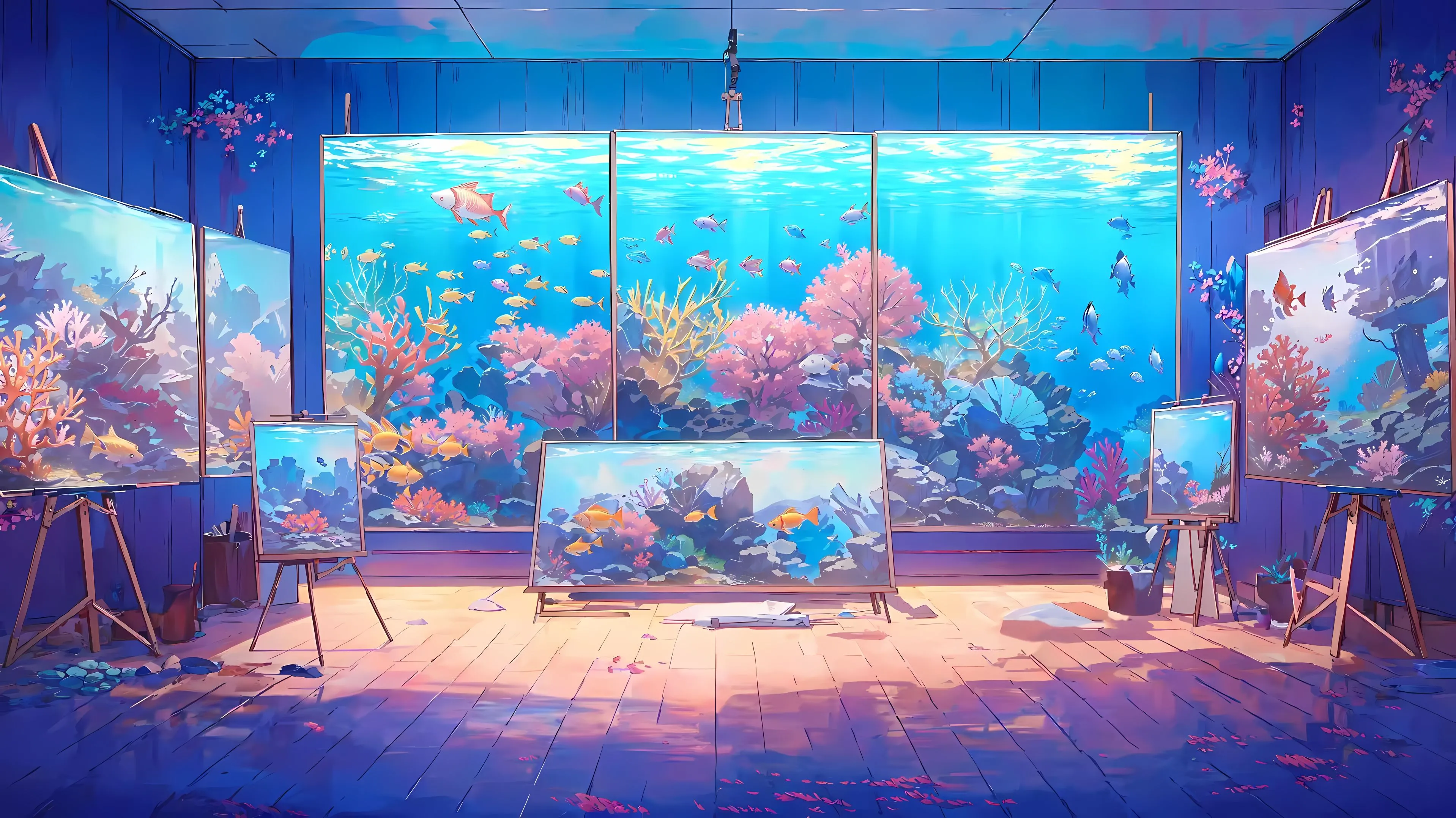 动漫 插画 蓝色系 唯美 高清 高质量 壁纸预览