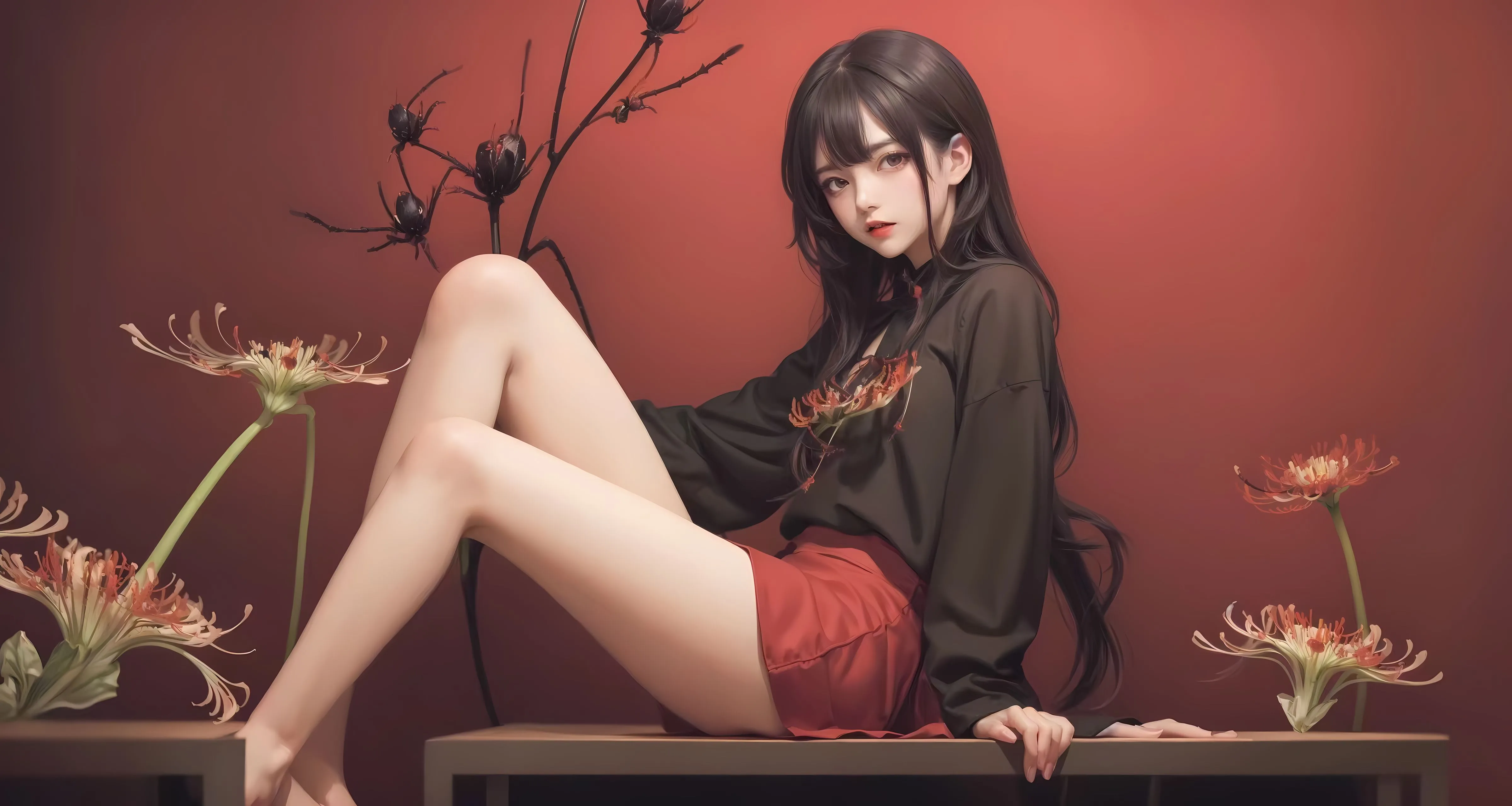 动漫 红色少女 性感 壁纸预览