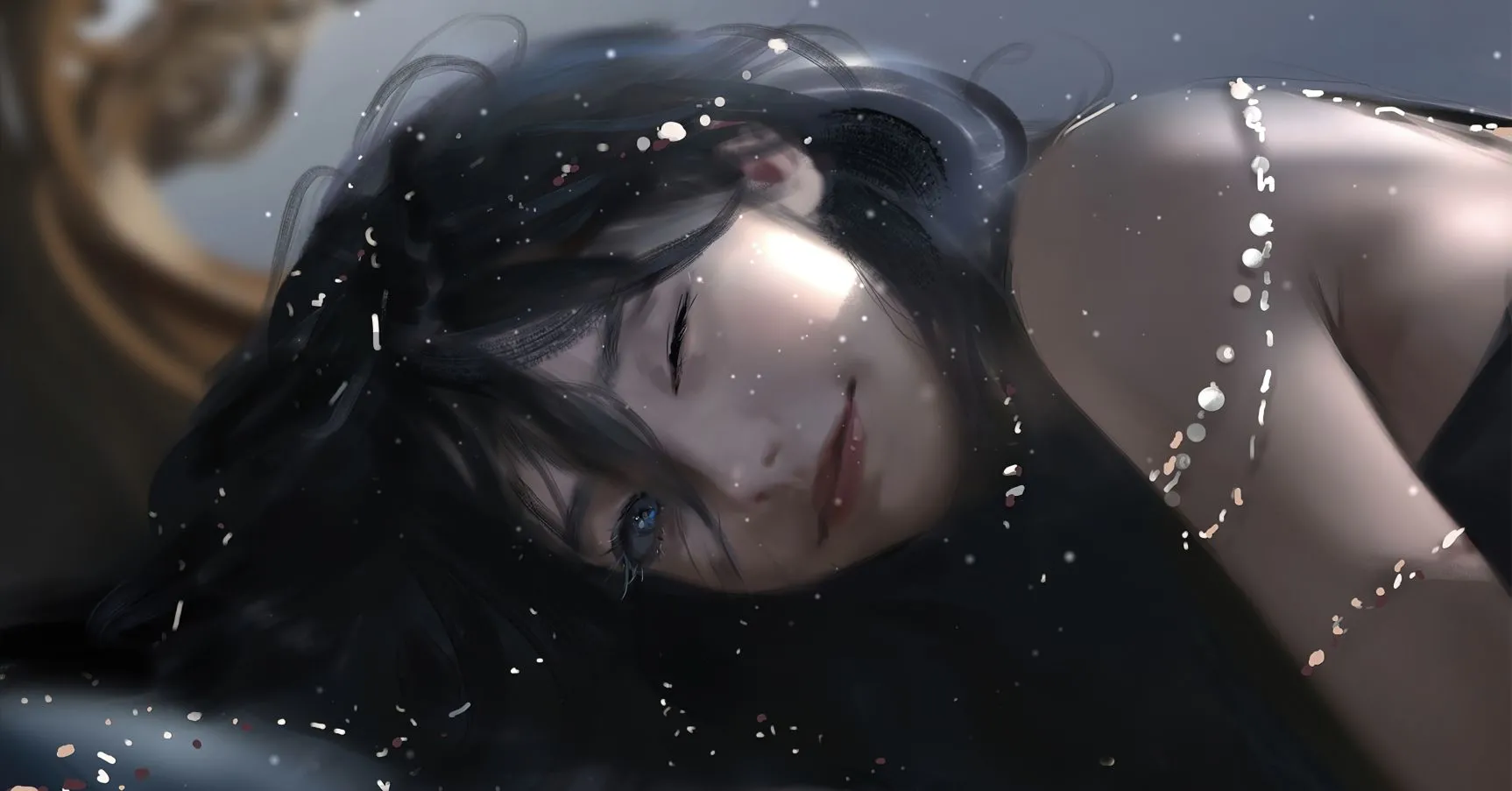 动漫 绘画 睡美人 黑色 壁纸预览