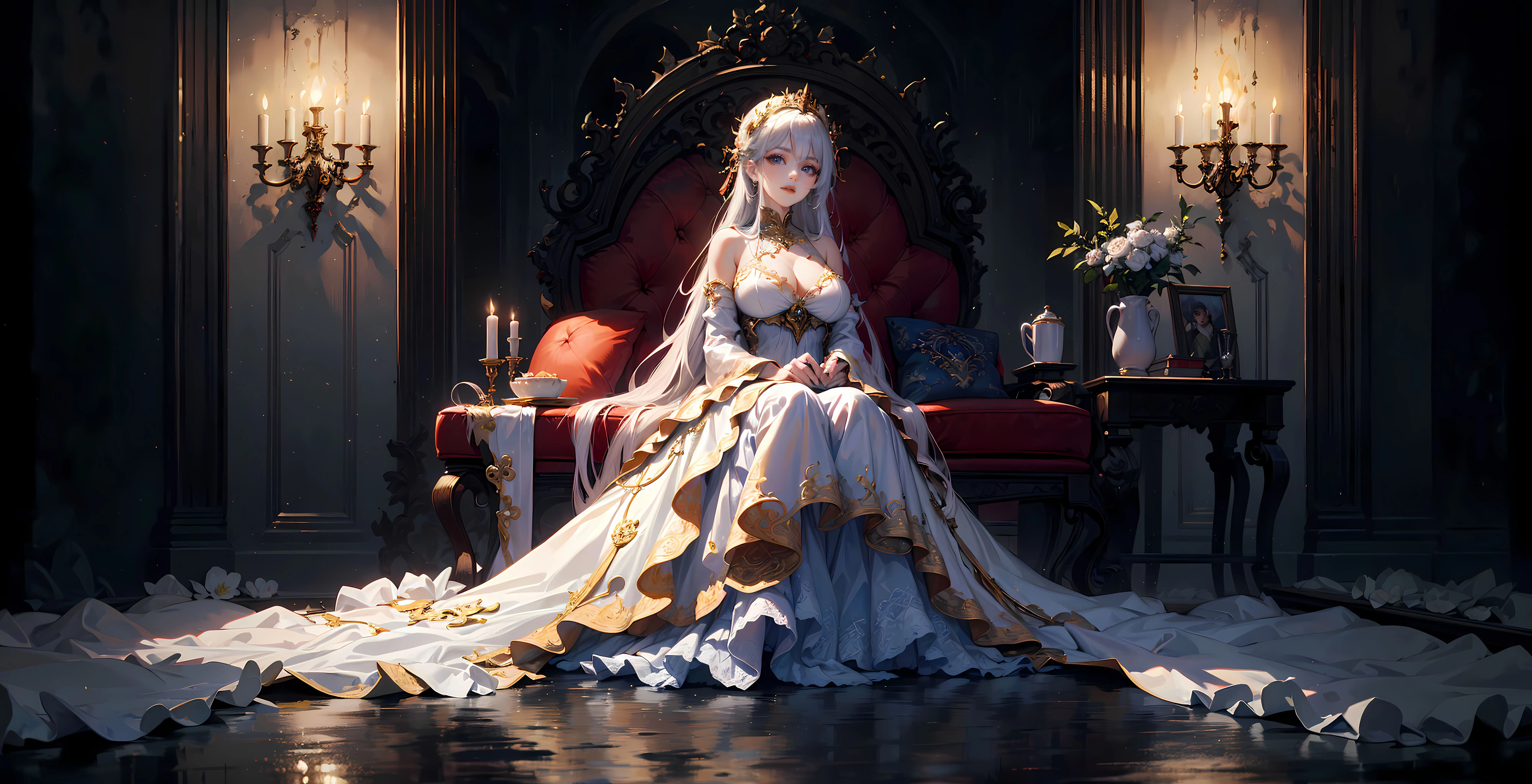 插画 ai绘画 王座 美少女 壁纸预览