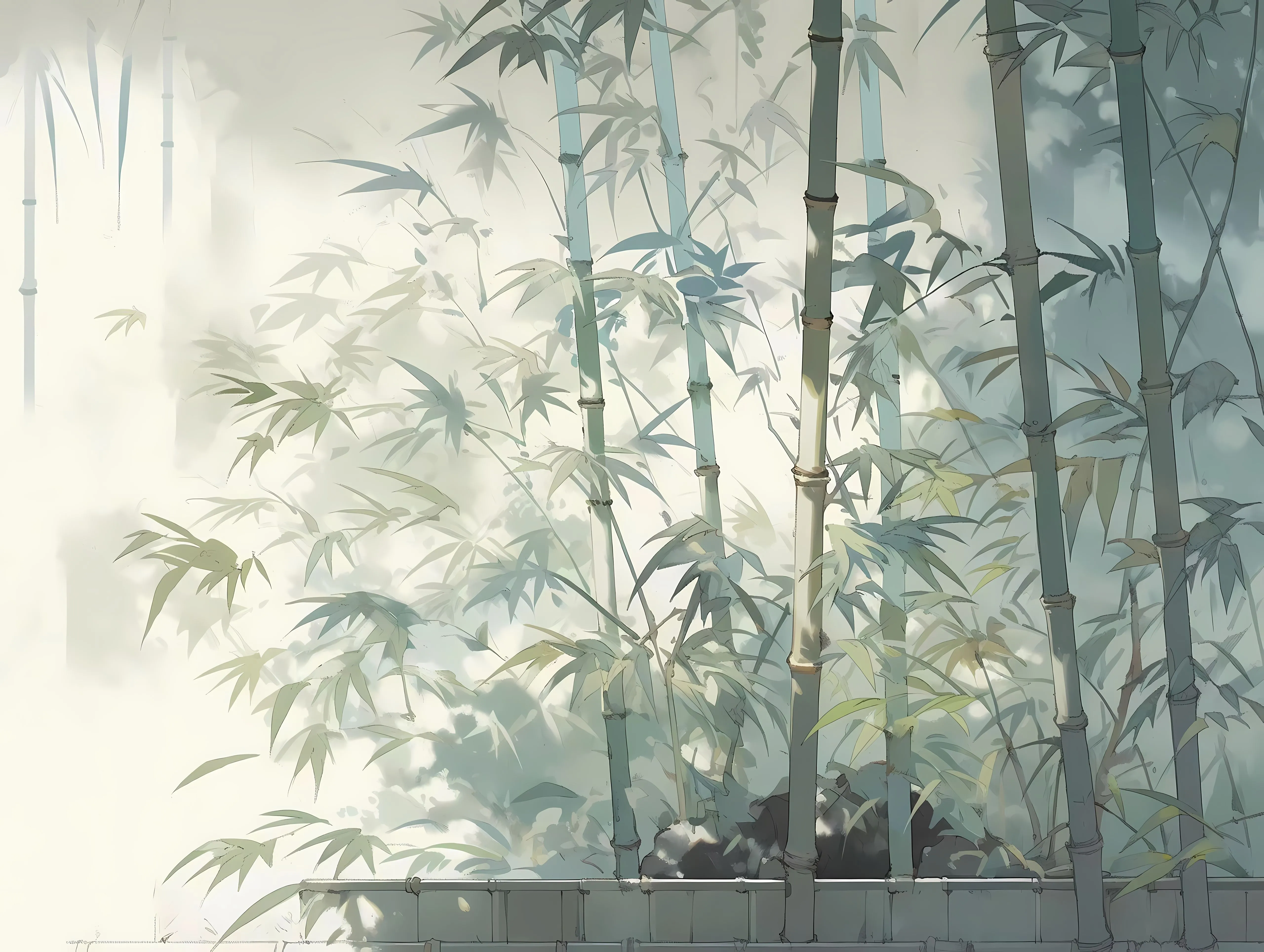 插画 植物 竹子 绿色 古风 壁纸预览