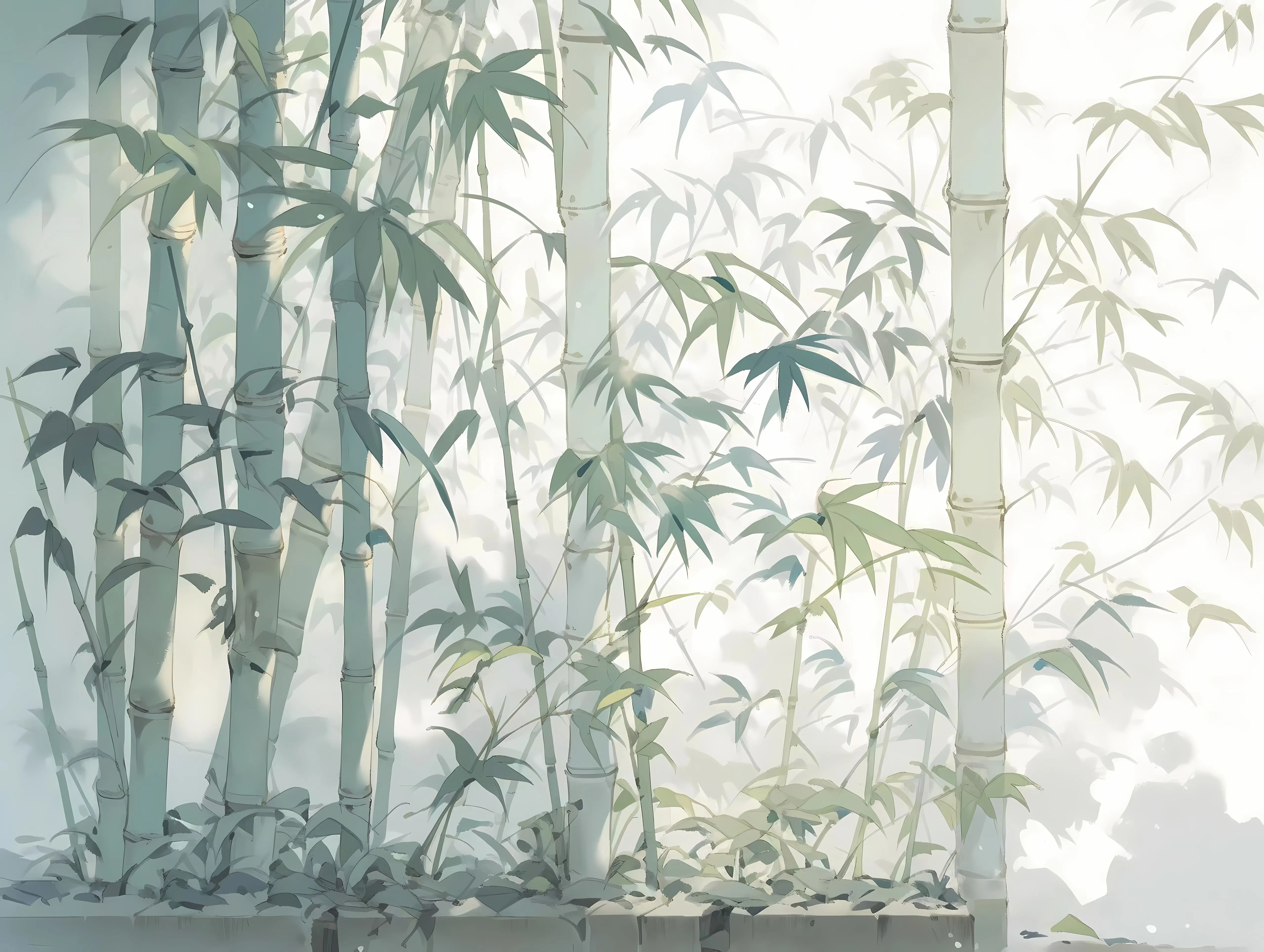 插画 植物 竹子 绿色 古风 壁纸预览