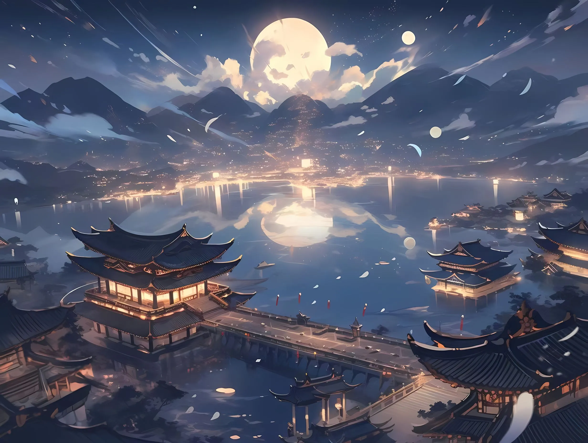 动漫 插画 ai绘画 月亮 壁纸预览