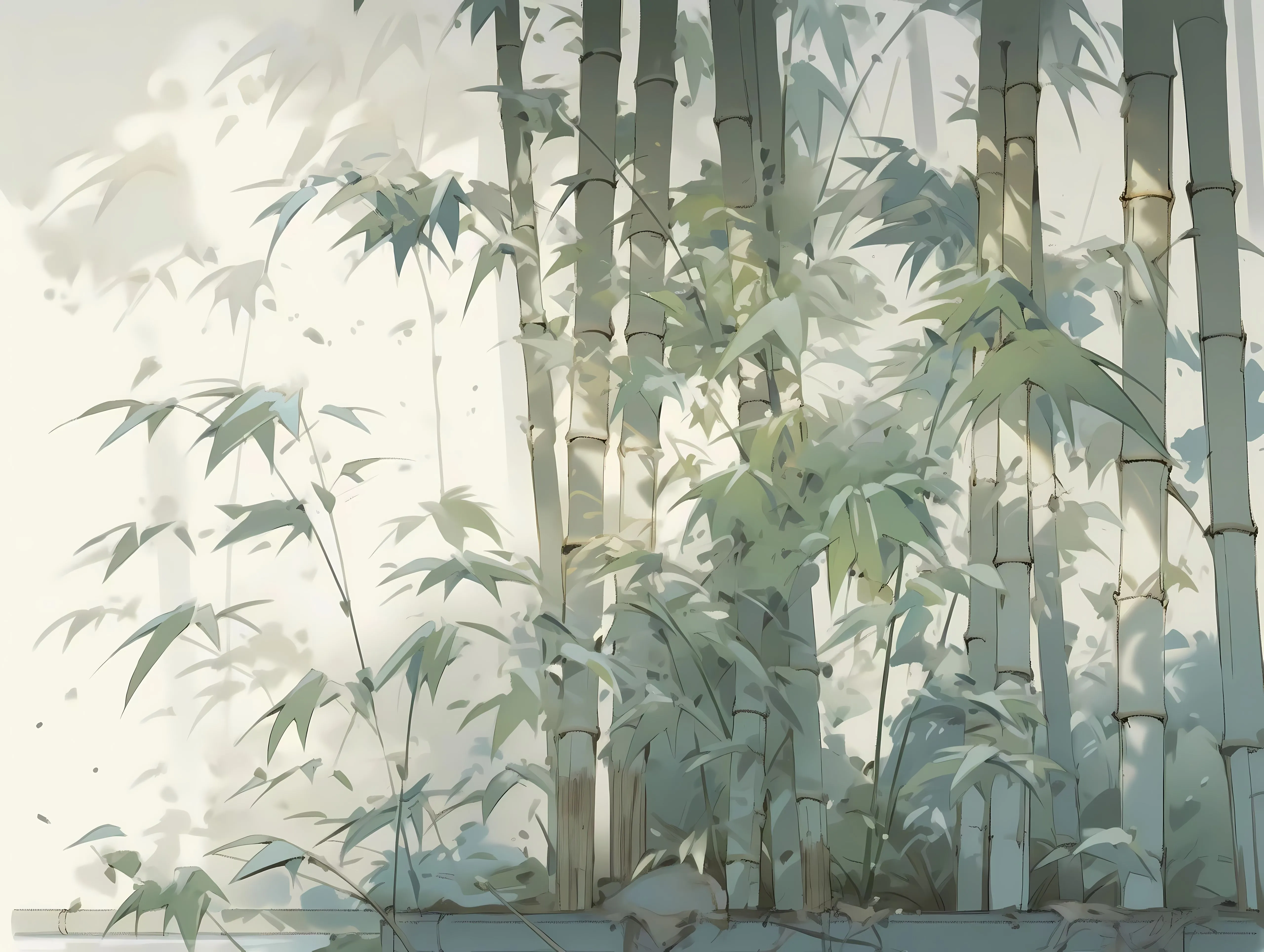 插画 植物 竹子 绿色 古风 壁纸预览