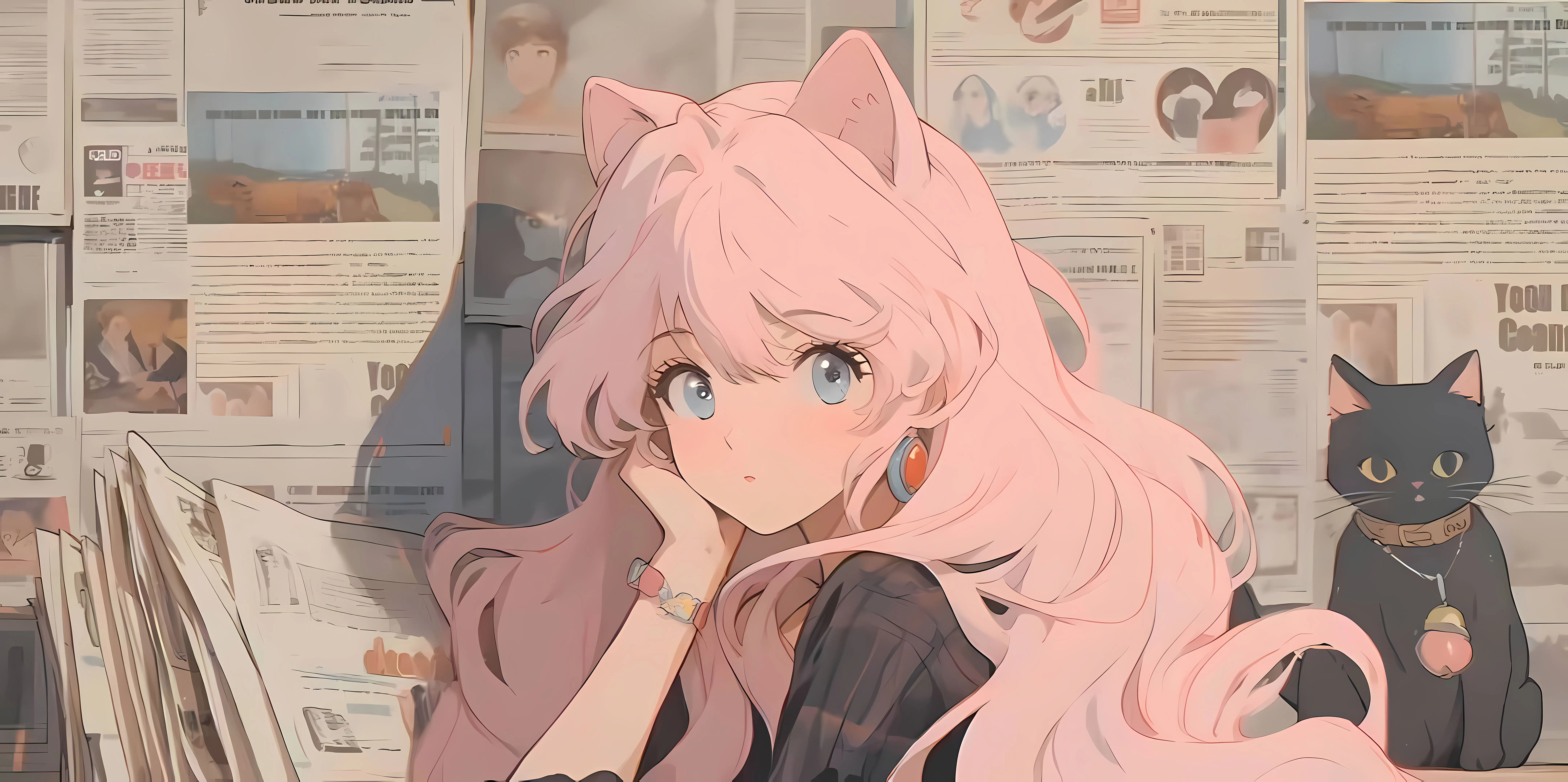 动漫 猫耳少女 ai绘画 壁纸预览