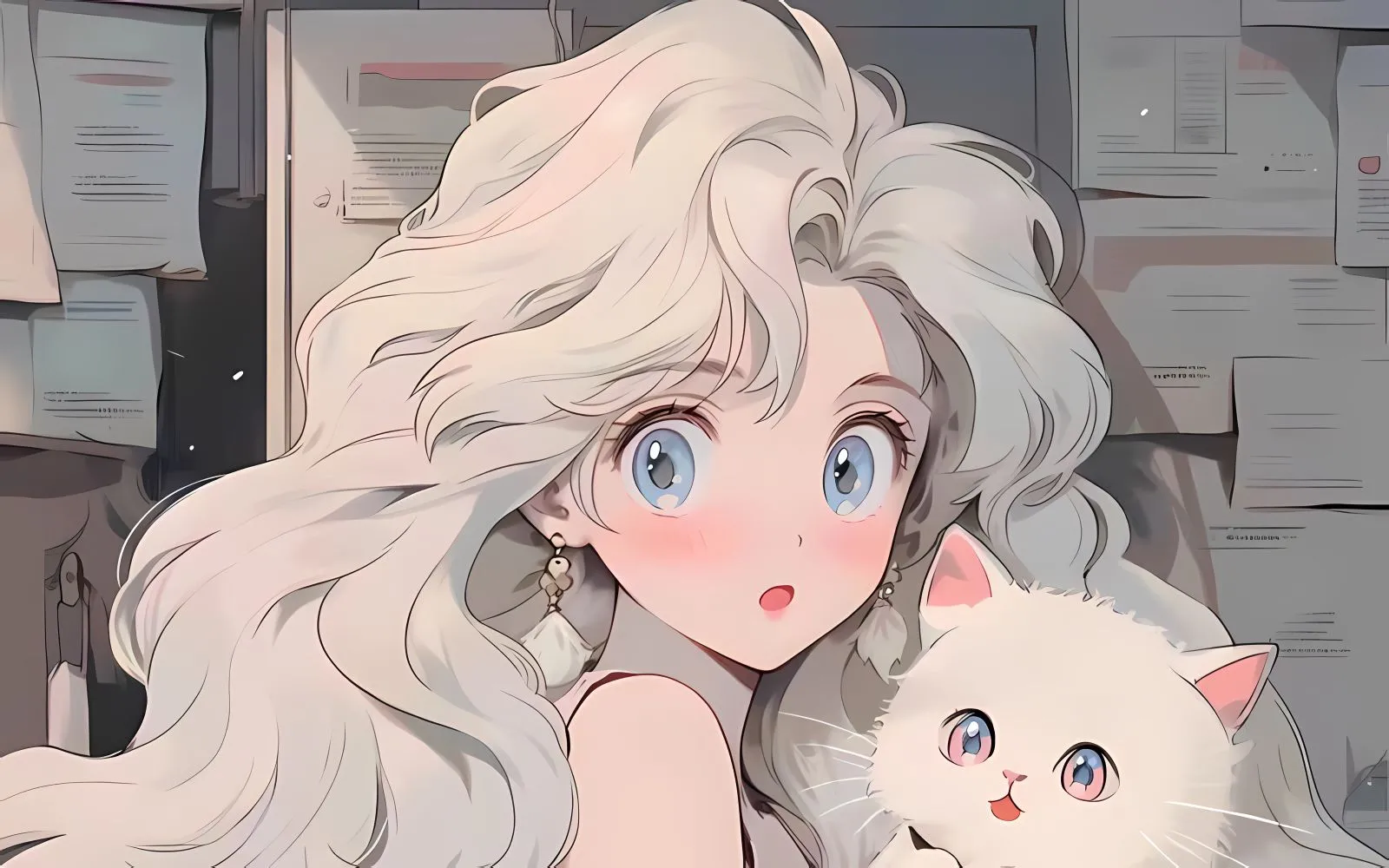 美女 ins风 少女与猫 动漫少女 壁纸预览