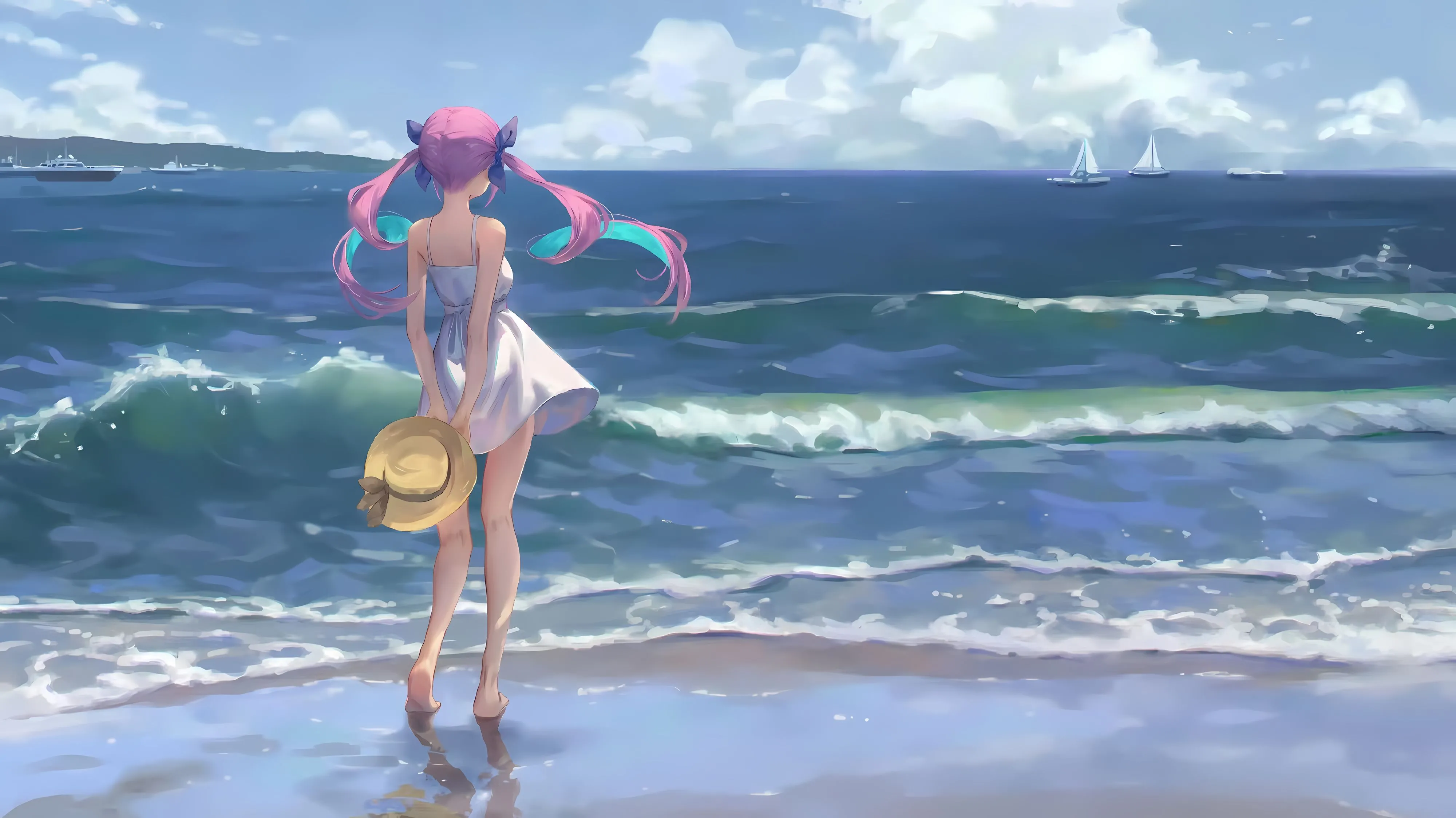 动漫 美女 动漫少女 氛围 海边 壁纸预览