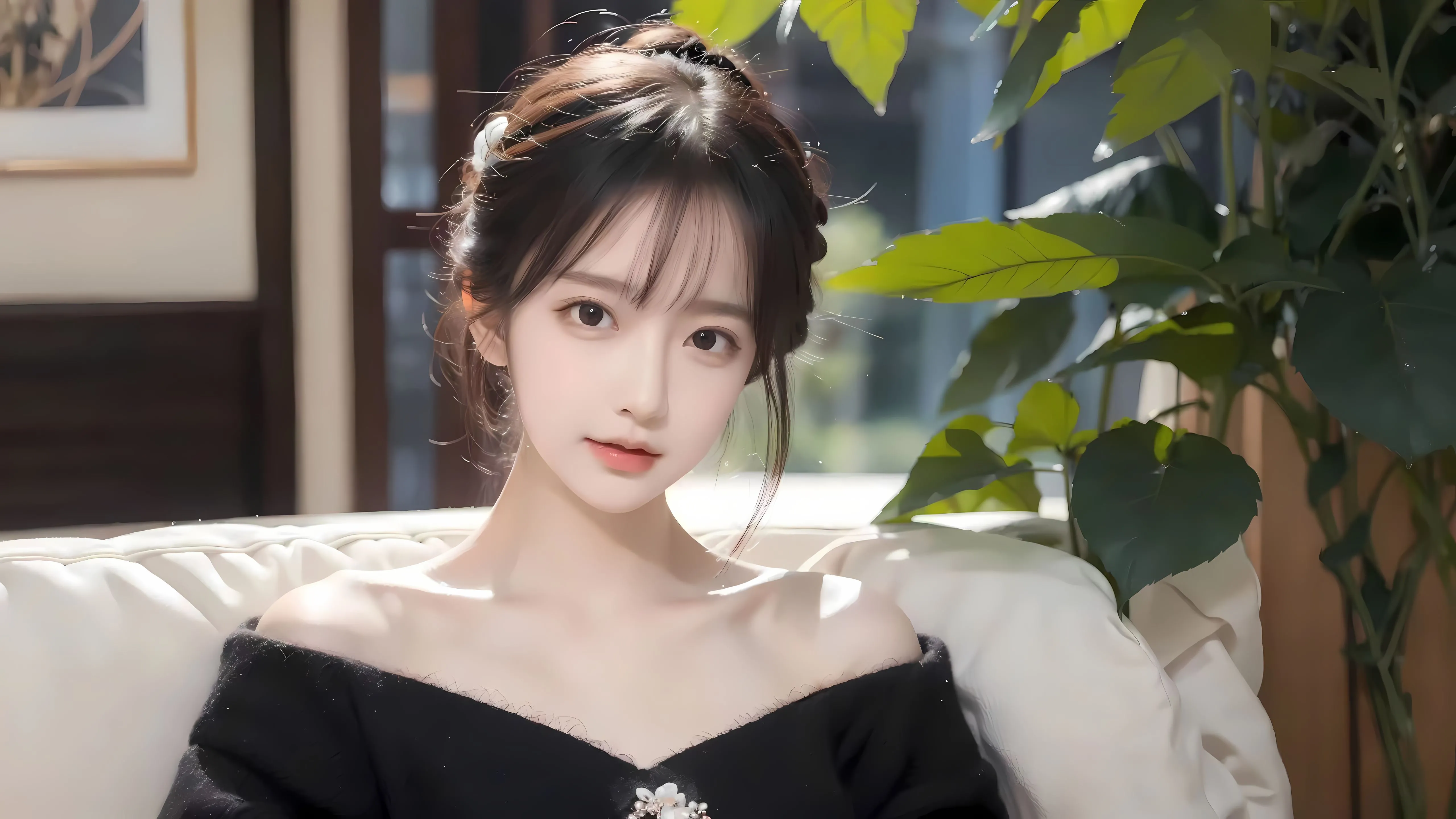 动漫 ai绘画 少女 黑色抹裙 壁纸预览