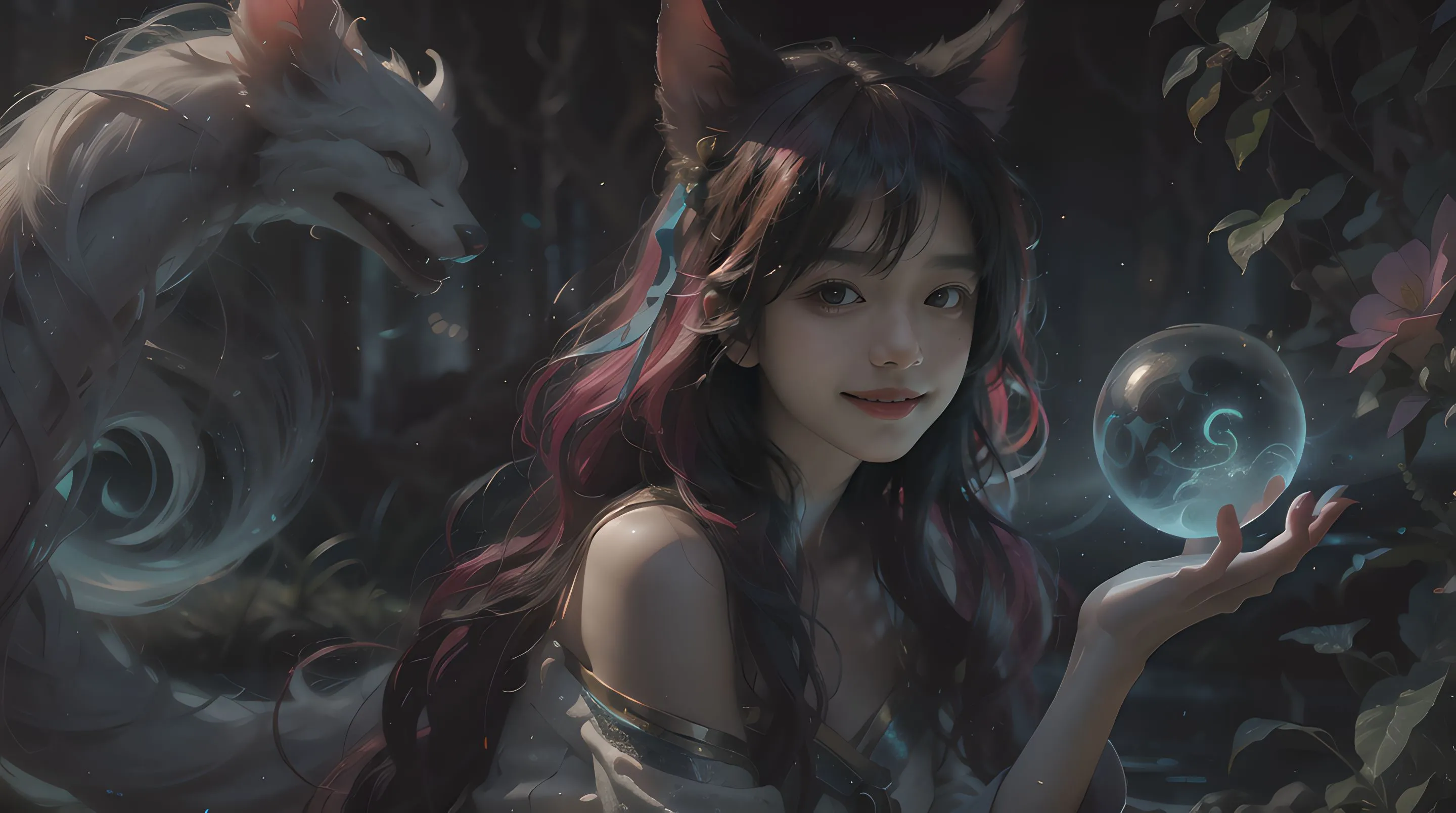 美女 ai绘画 狐狸少女 壁纸预览