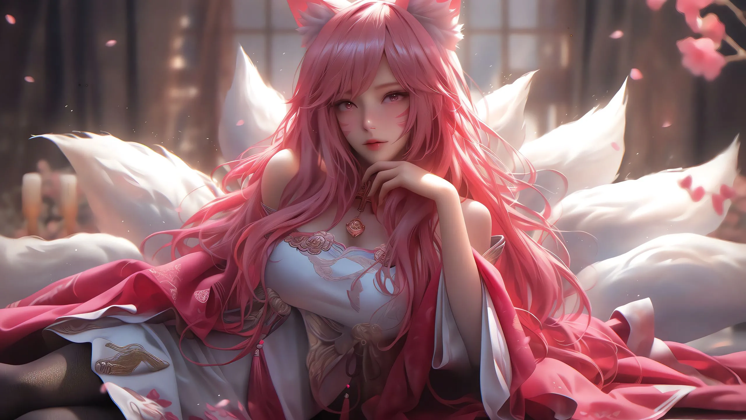 美女 ai绘画 狐狸少女 壁纸预览
