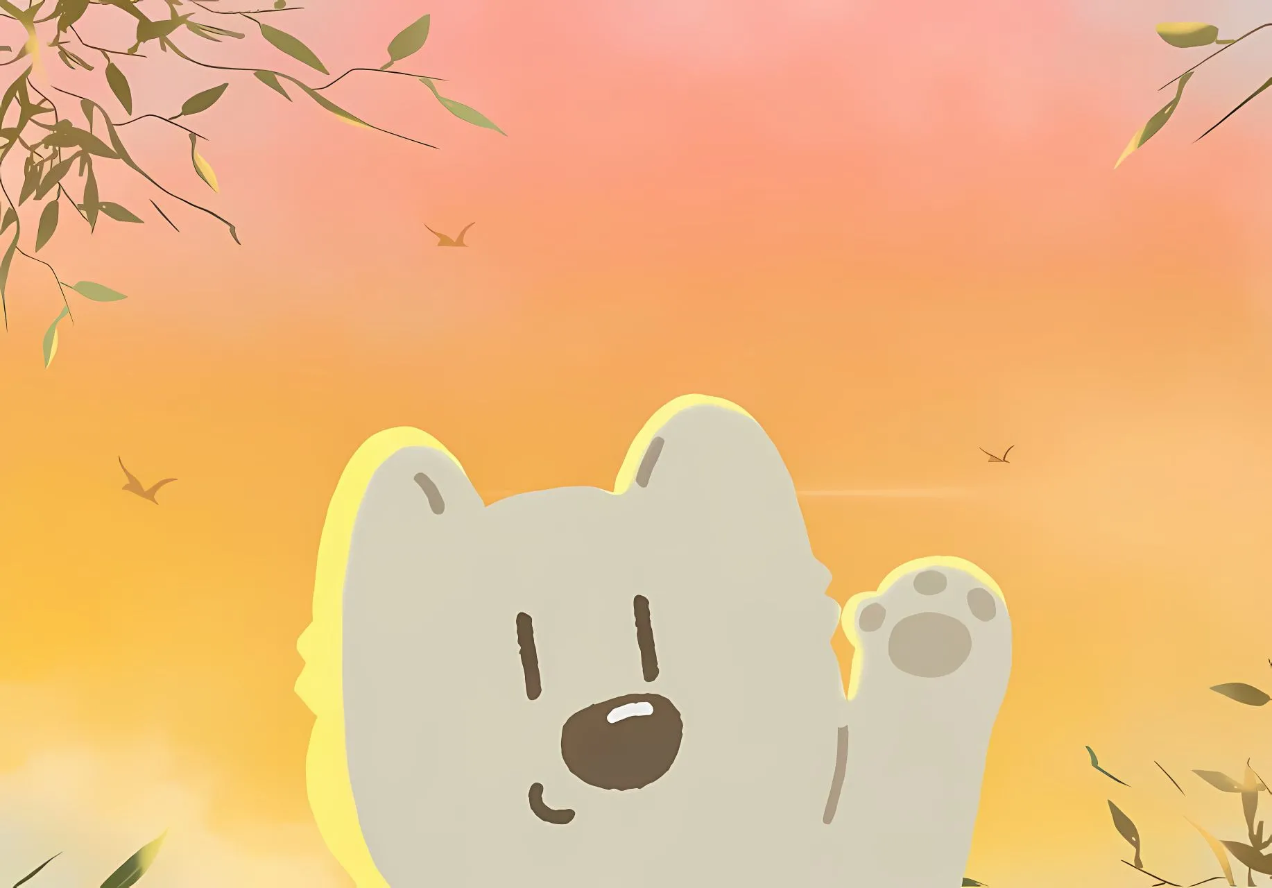 ins风 可爱 夕阳下的小熊 壁纸预览