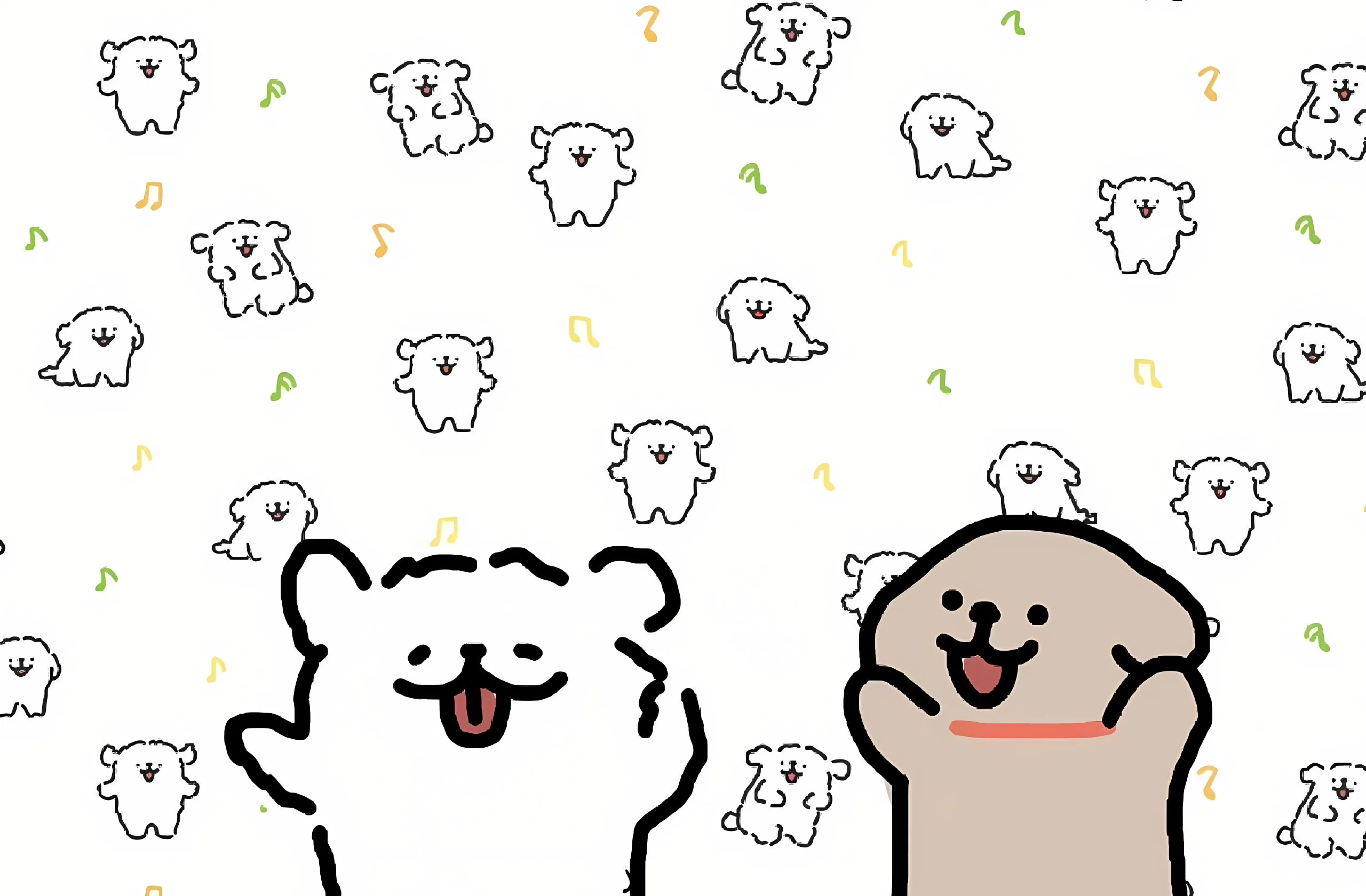 卡通 可爱 线条小狗 插画 壁纸预览