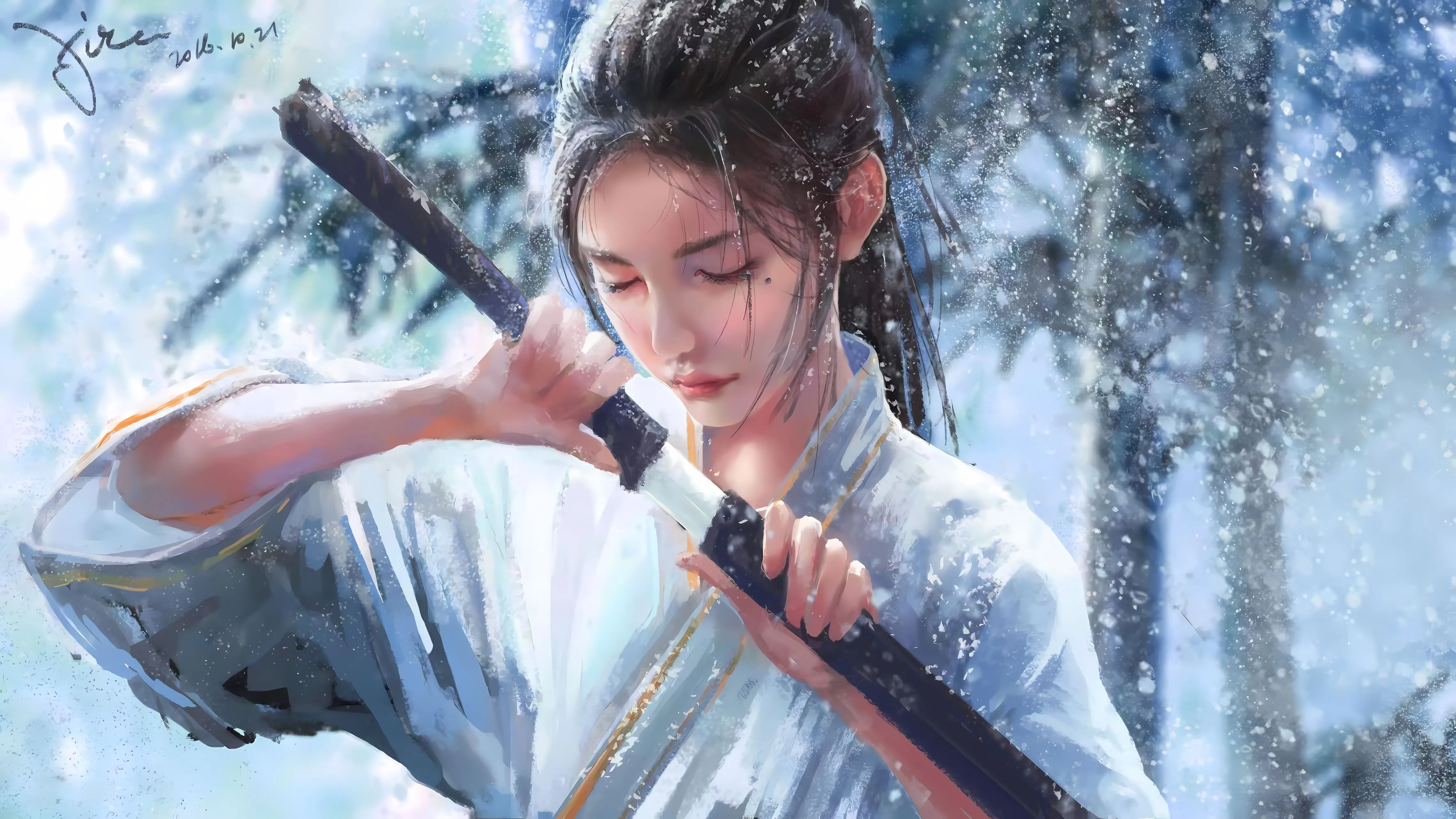 插画 持剑少女 壁纸预览