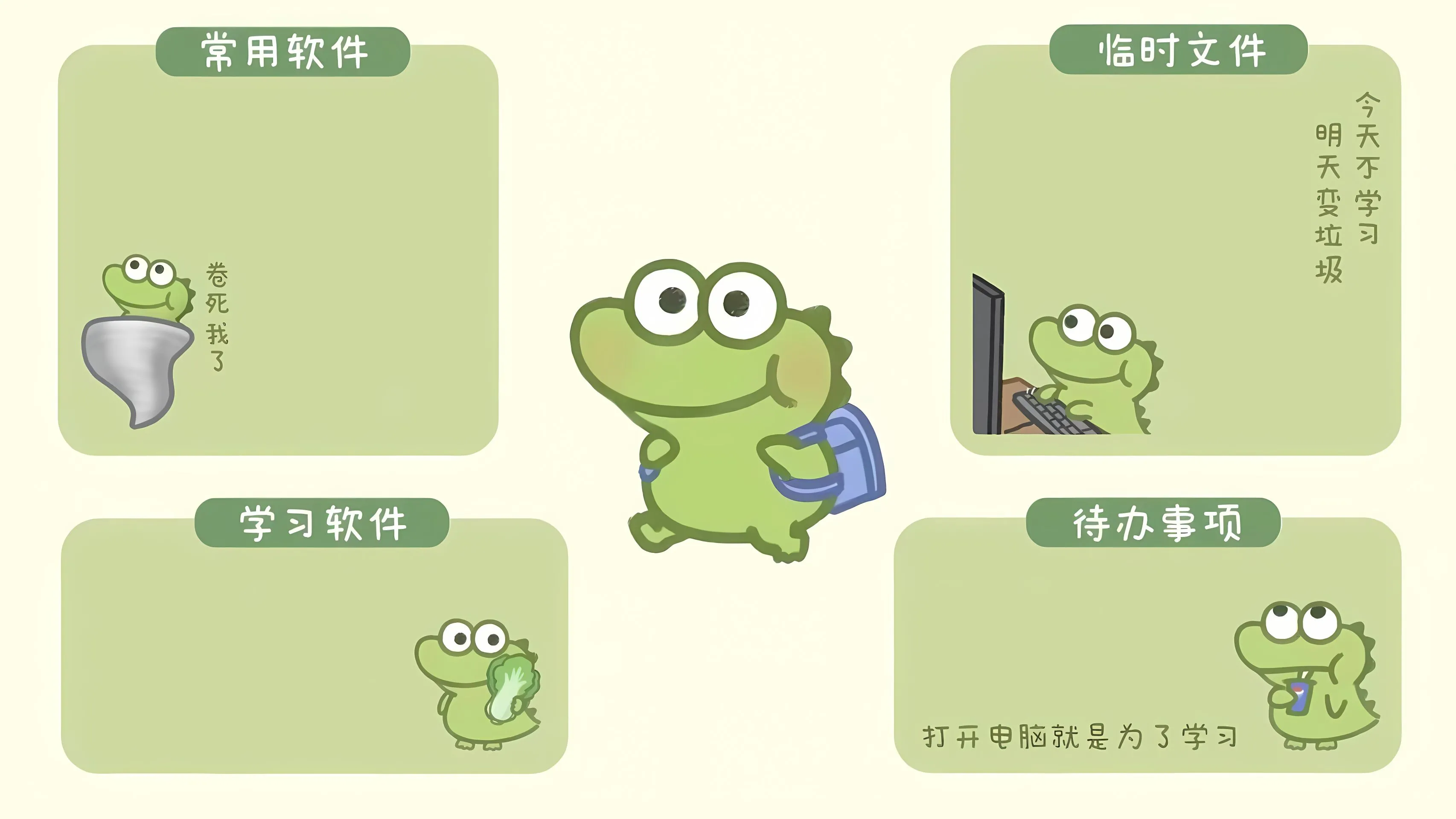 分区 卡通 学习 励志 绿色 壁纸预览