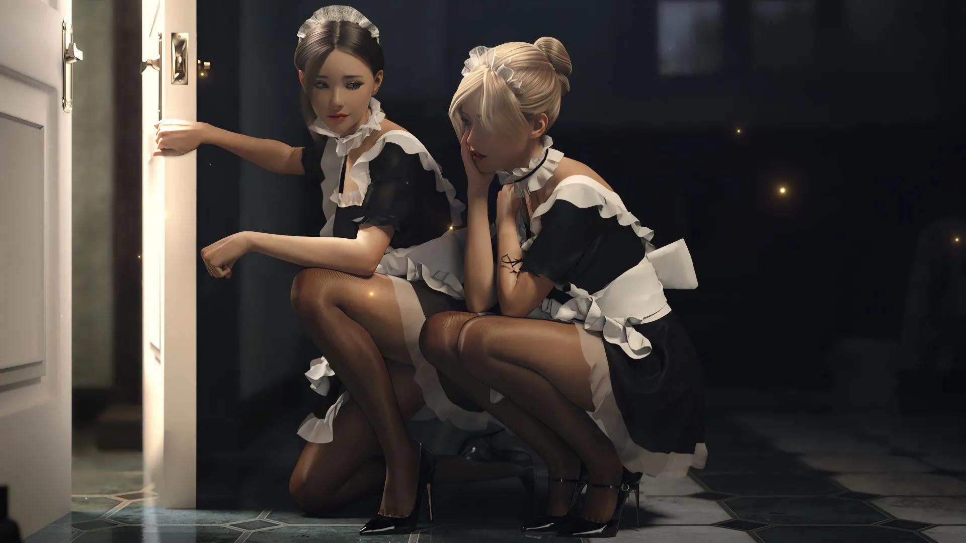 美女 性感 黑丝女仆 壁纸预览
