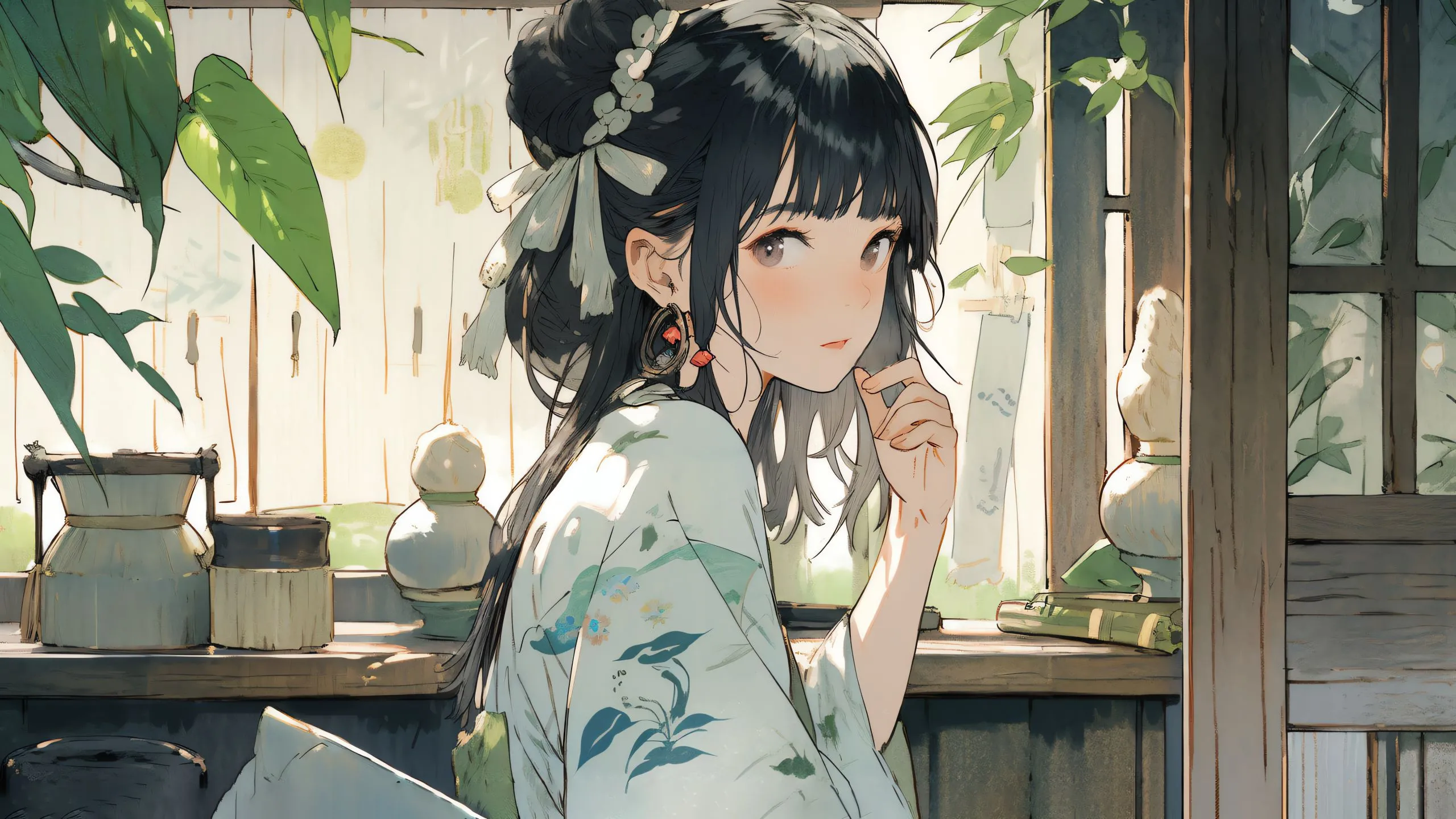 美女 插画 古风 国风少女 壁纸预览