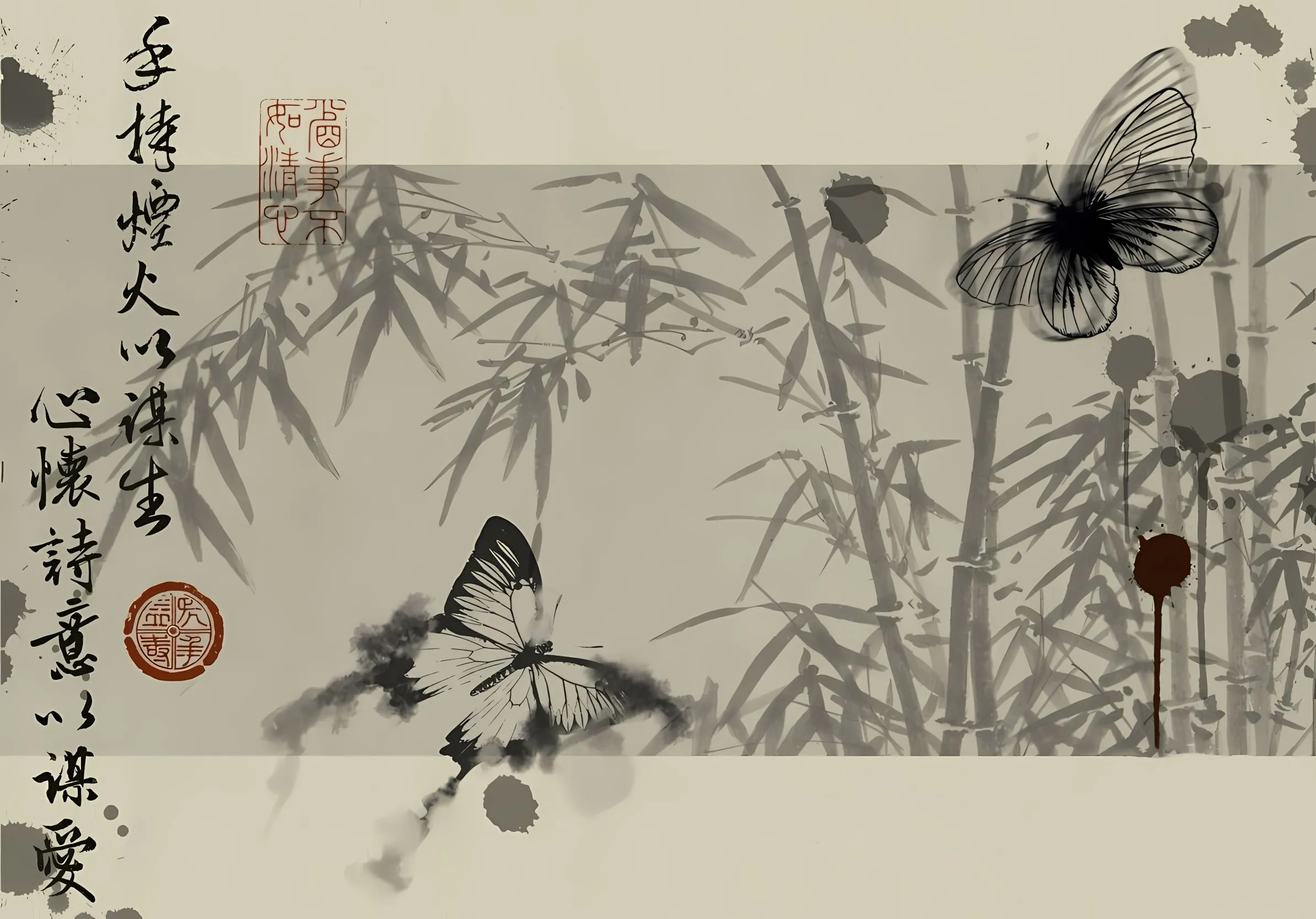 插画 水墨画 竹 中国风 壁纸预览