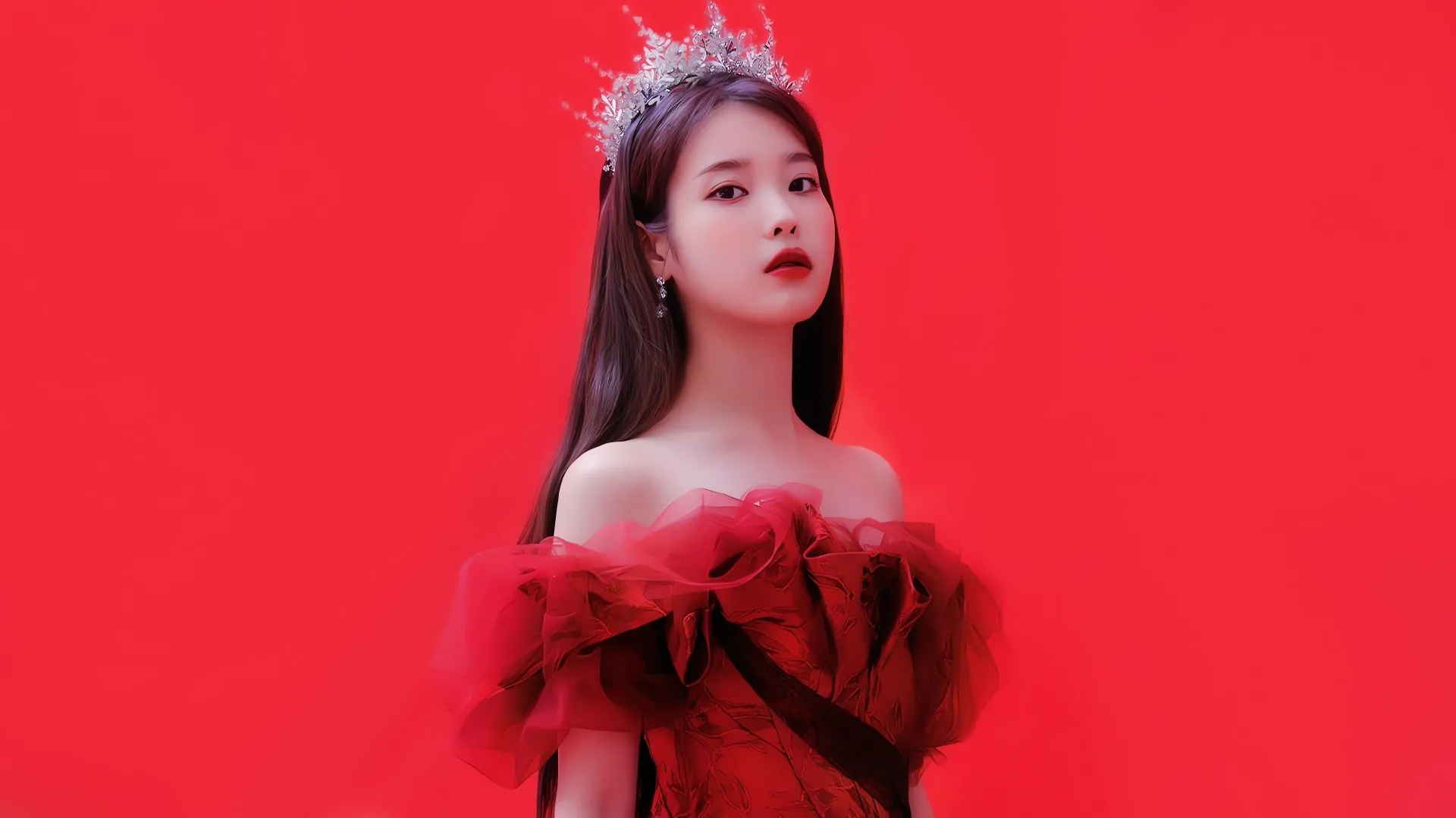 明星 美女 IU 高颜值 红色 壁纸预览