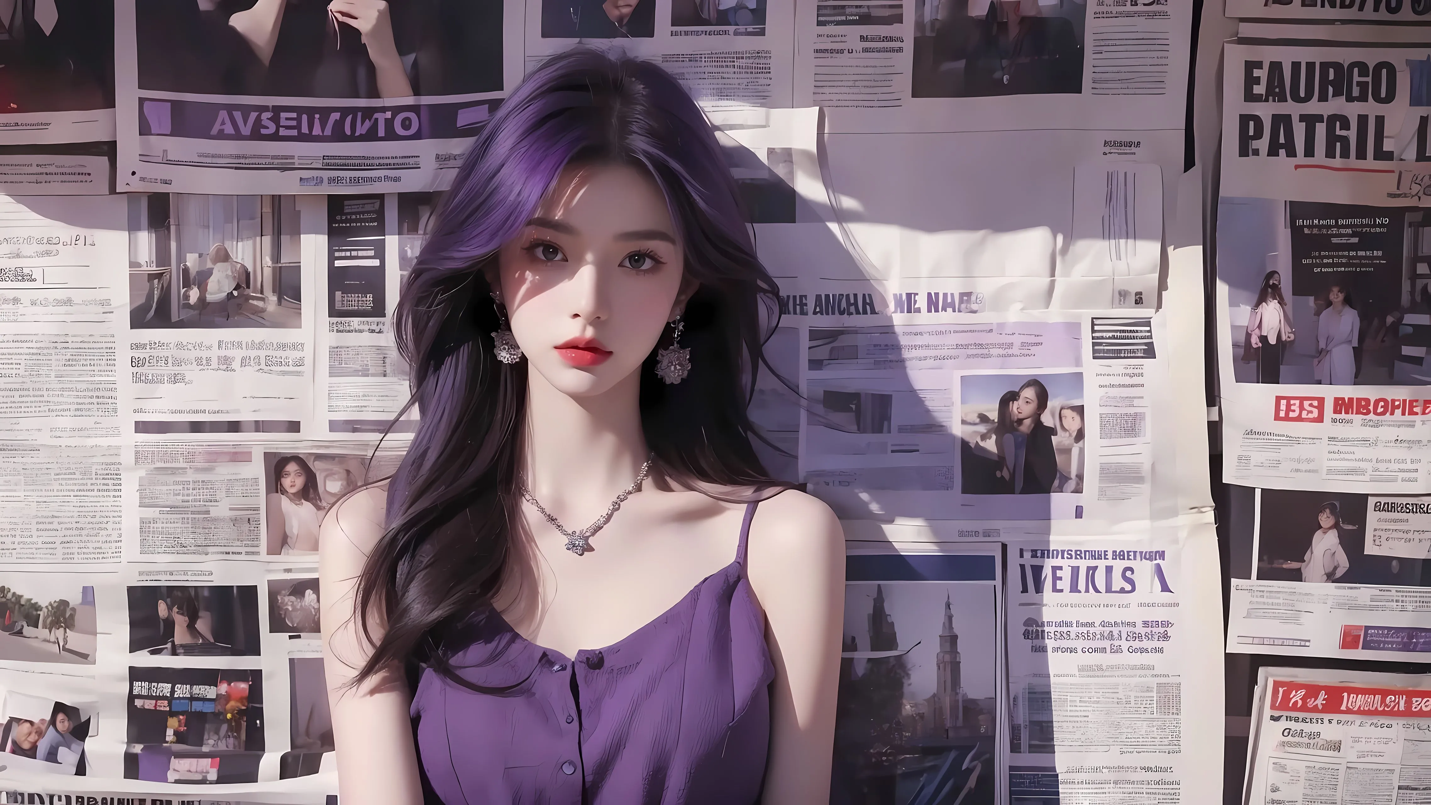 动漫 报纸美女 优雅 壁纸预览