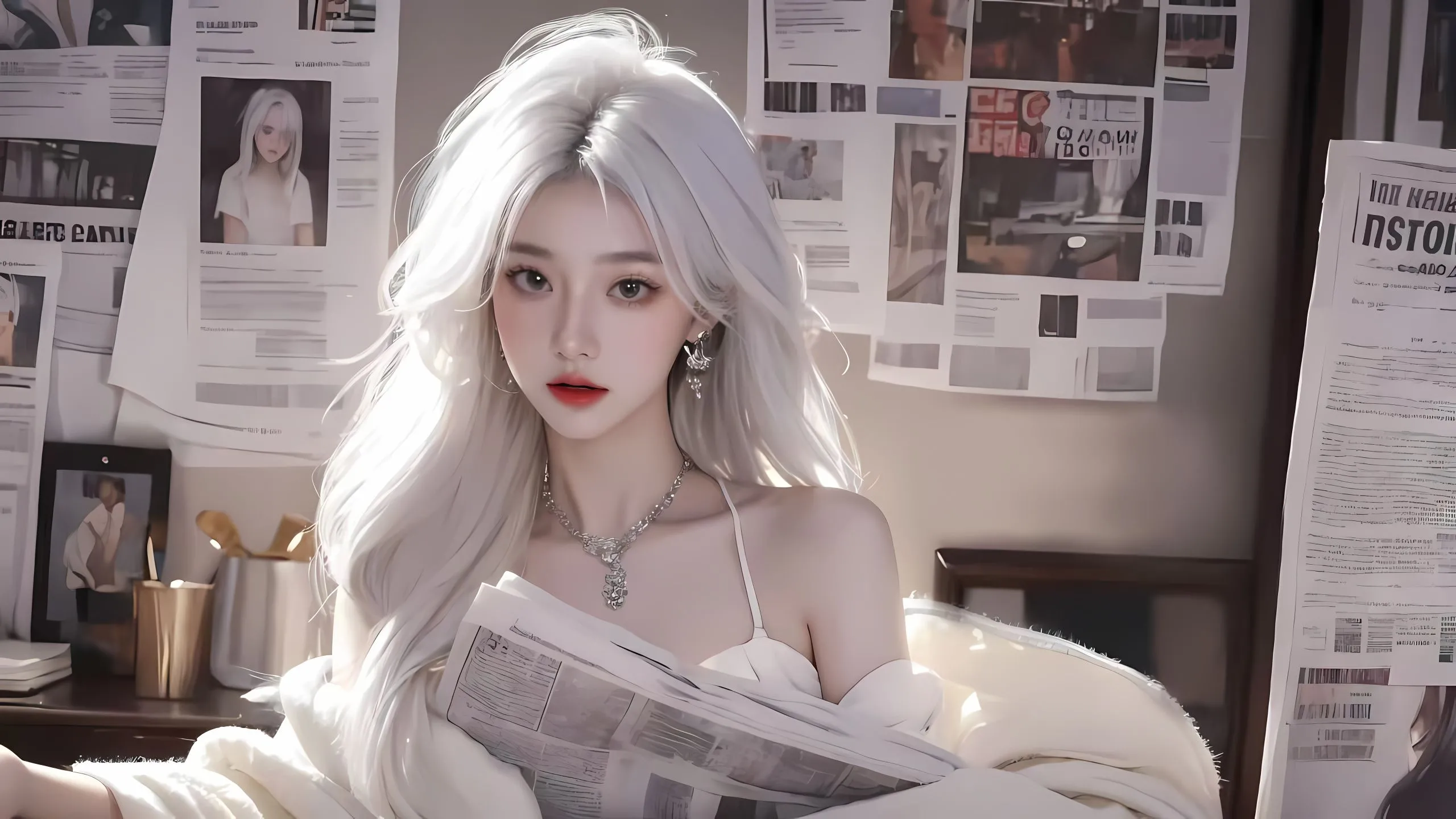 美女 报纸美女 壁纸预览