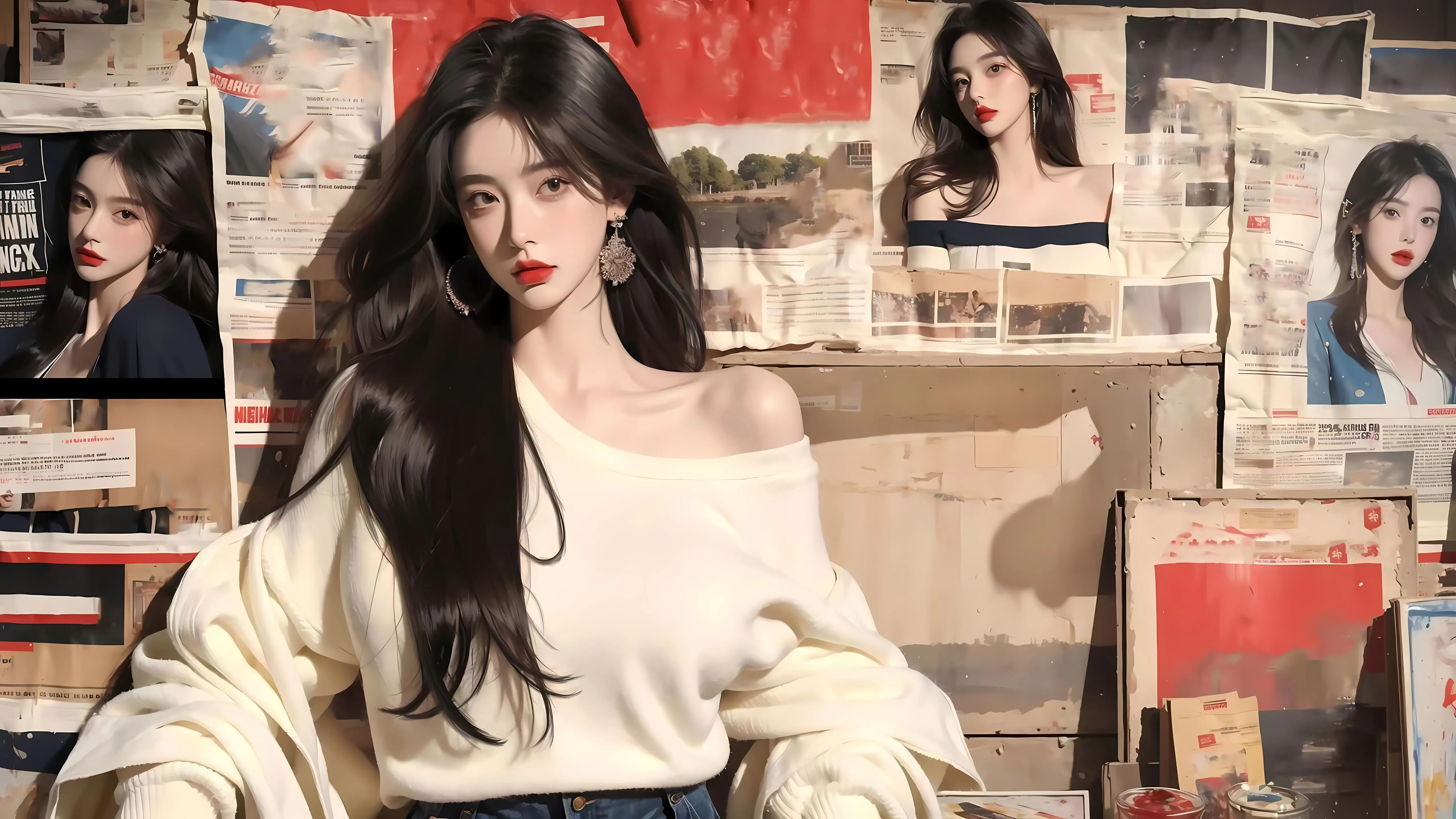 美女 报纸美女 壁纸预览