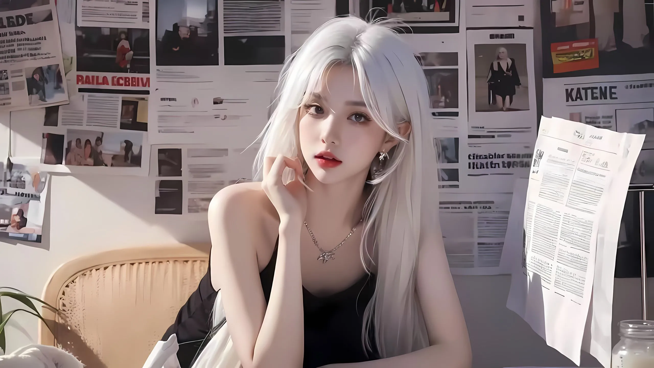 美女 报纸美女 壁纸预览
