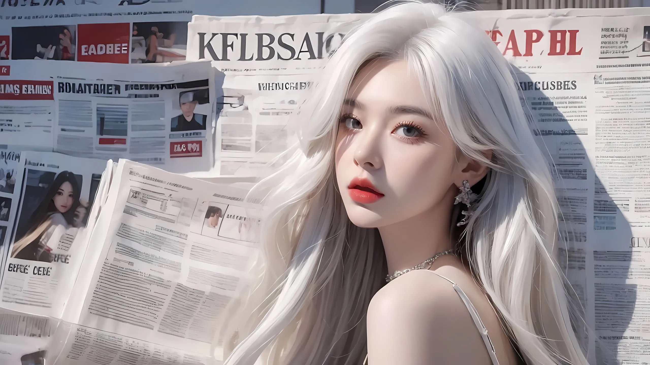 美女 报纸美女 壁纸预览