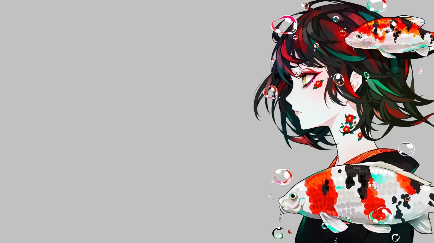 插画 二次元 鲤鱼少女 壁纸预览