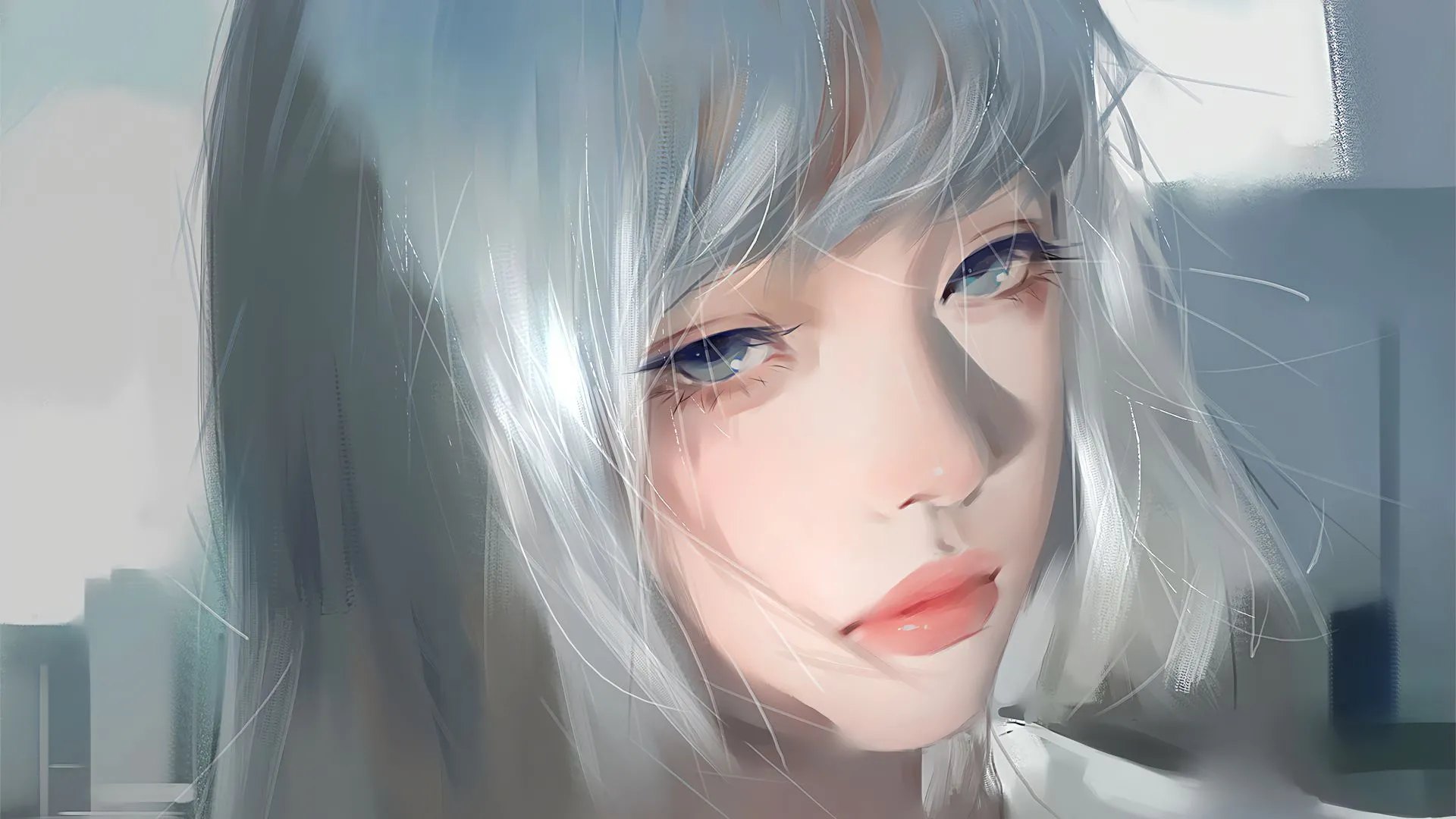 美女 二次元 银发少女 壁纸预览