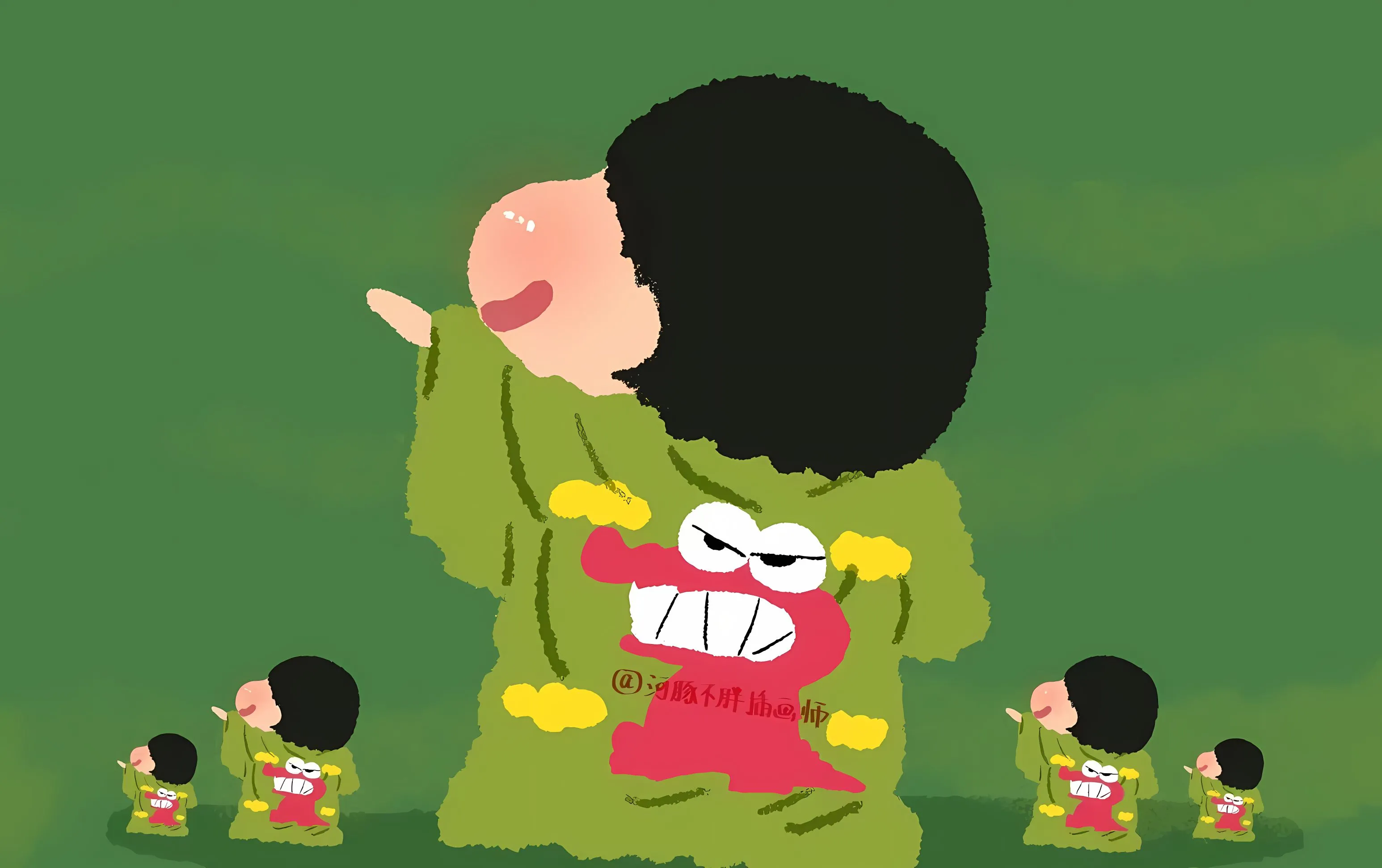 动漫 蜡笔小新 绿色 壁纸预览