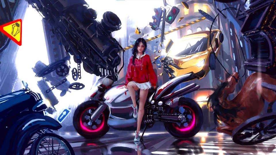 动漫 WLOP 机车少女 壁纸预览