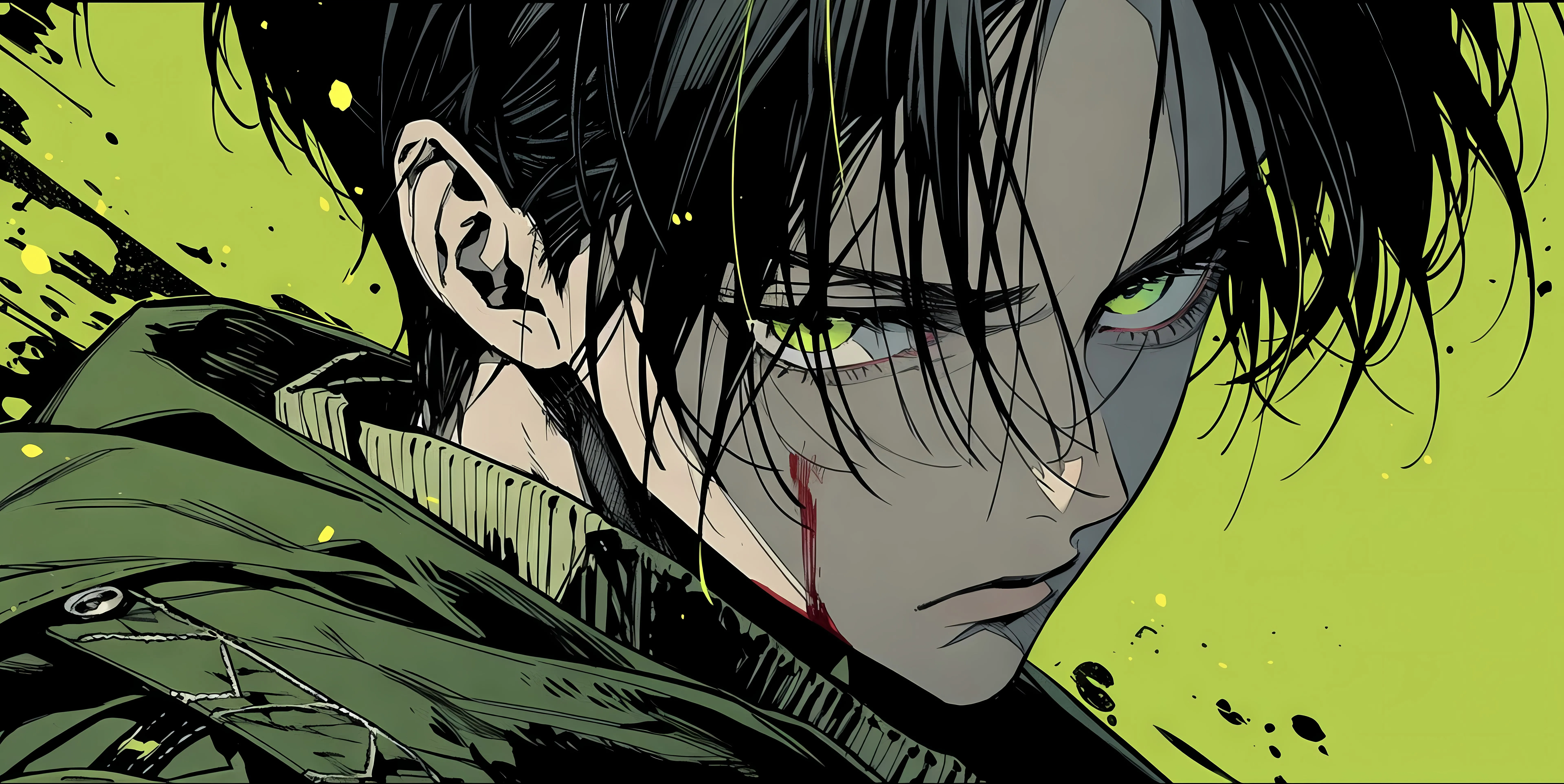 动漫 酷拽boy 动漫男主 绿色背景 壁纸预览