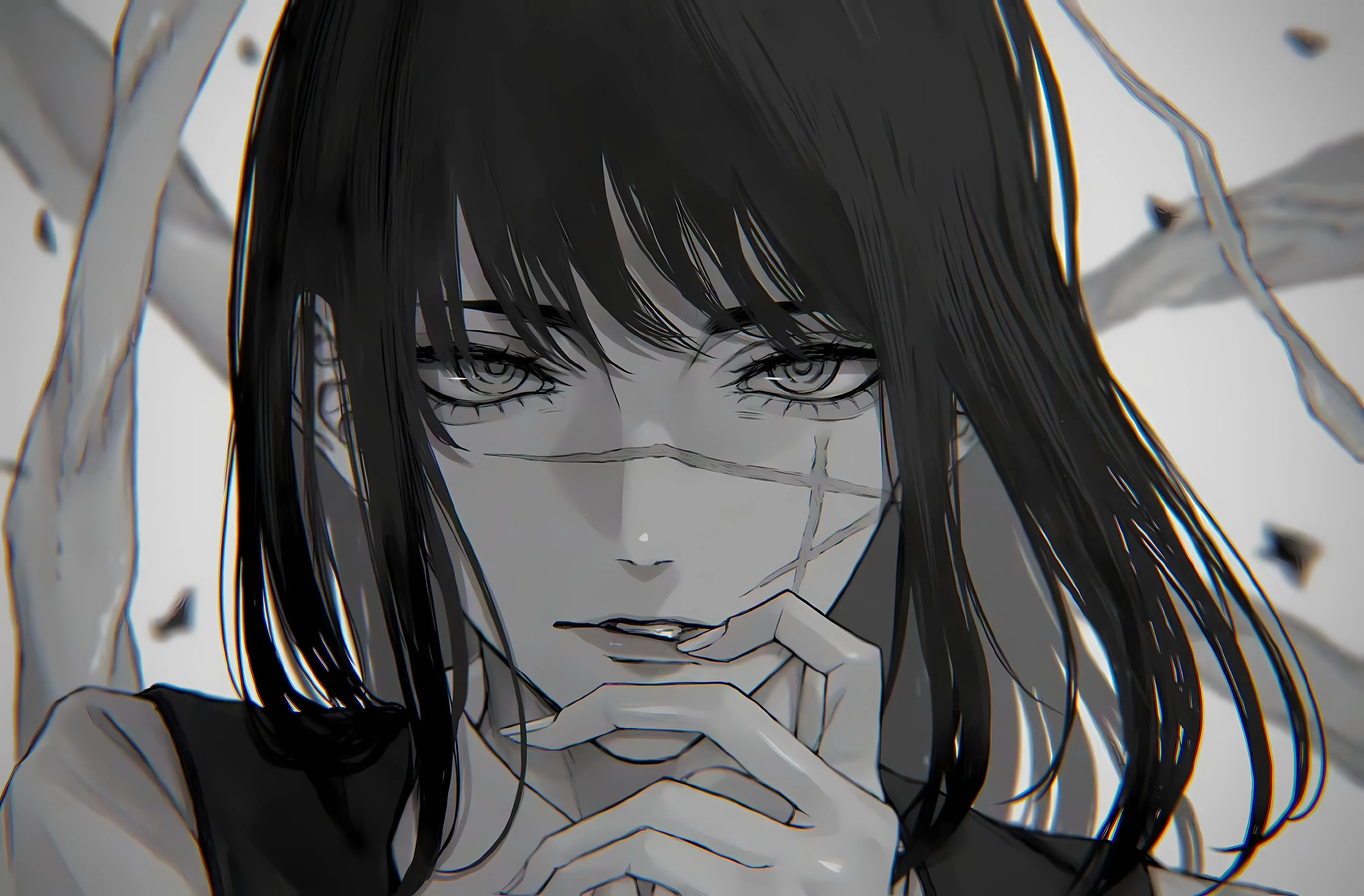 动漫 美女 动漫少女 黑白 壁纸预览
