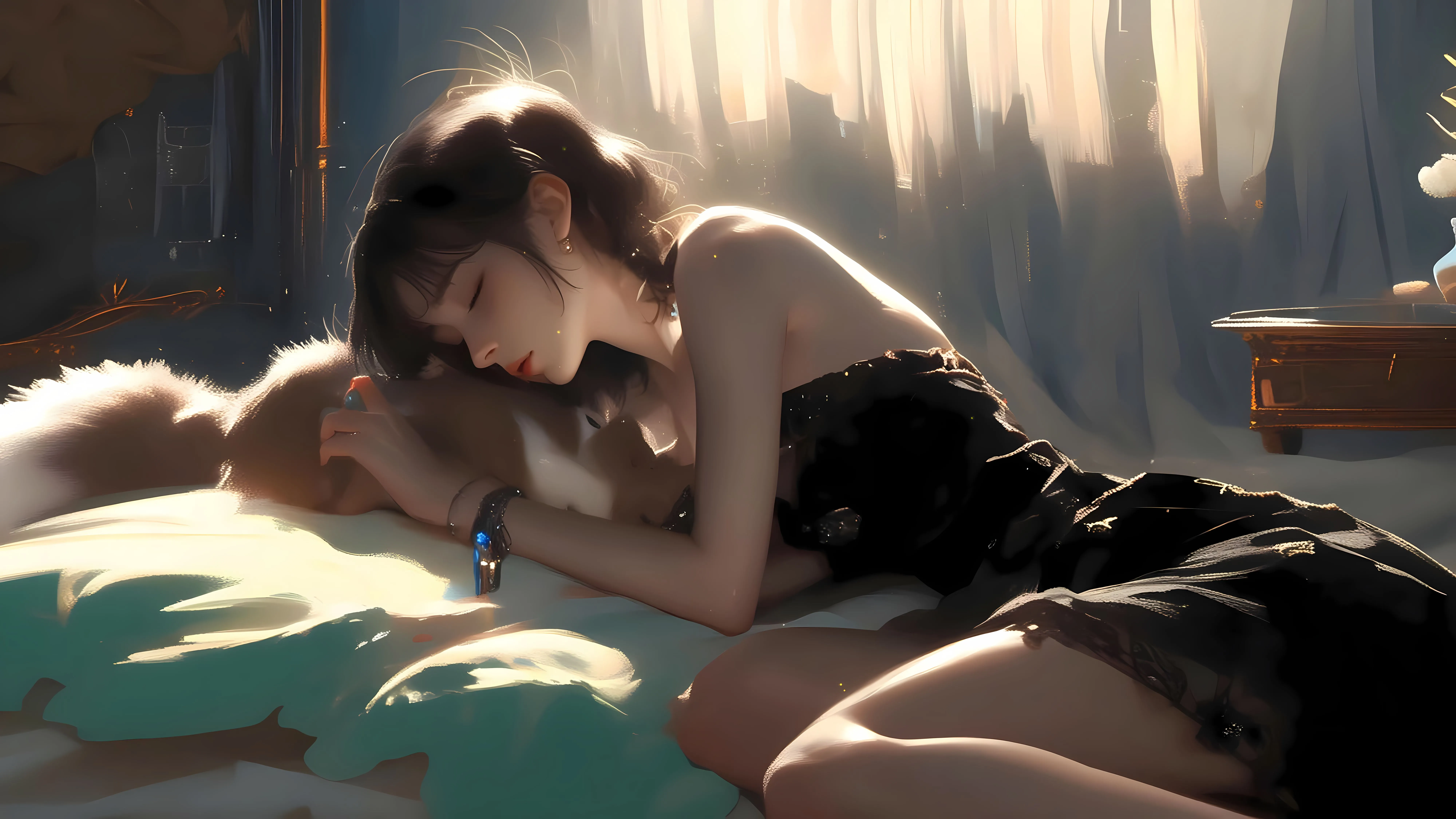 动漫 动漫少女 少女与猫 壁纸预览