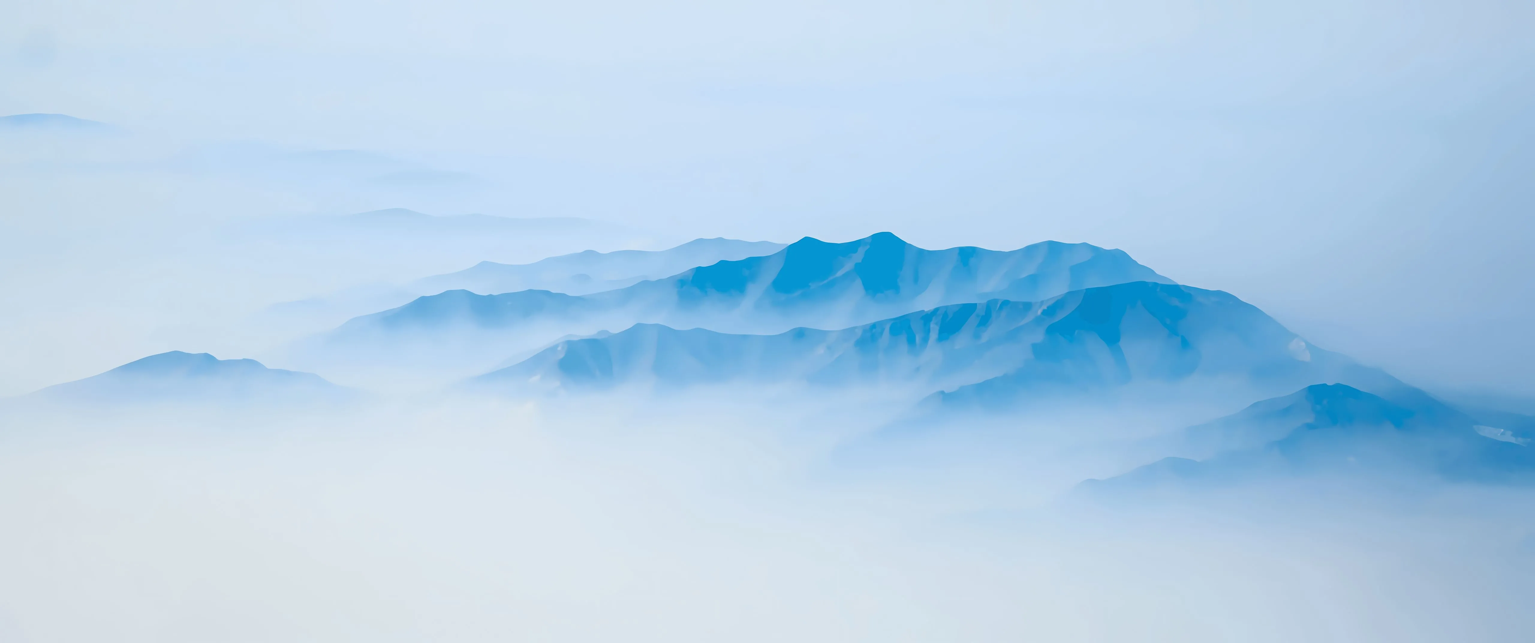 插画 水彩画 隐隐青山 壁纸预览
