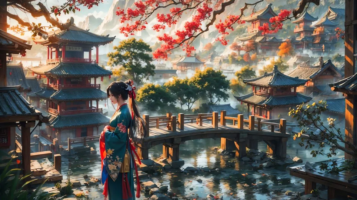 插画 古风美人 ai绘画 唐朝 壁纸预览