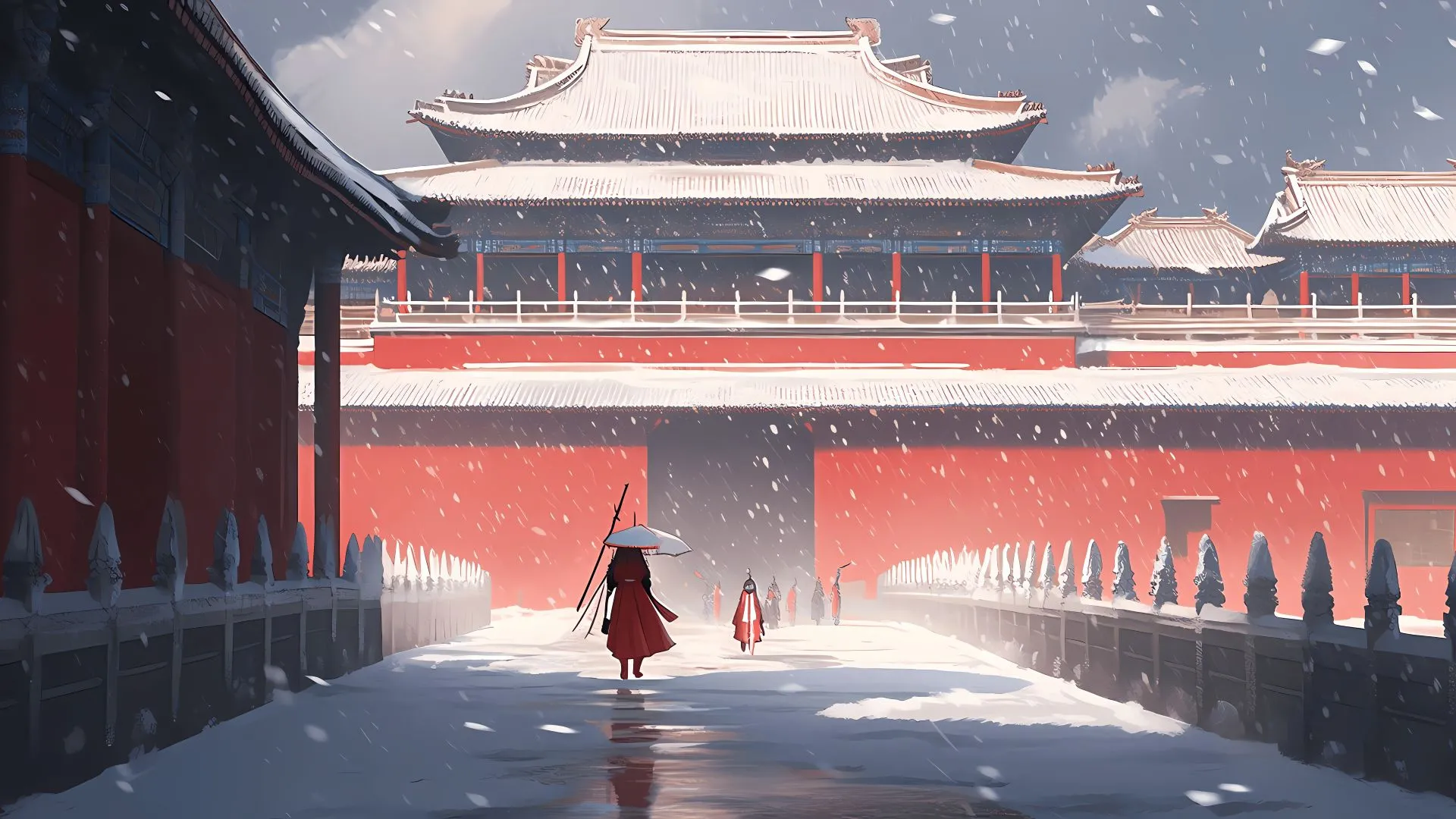 插画 故宫雪景 壁纸预览