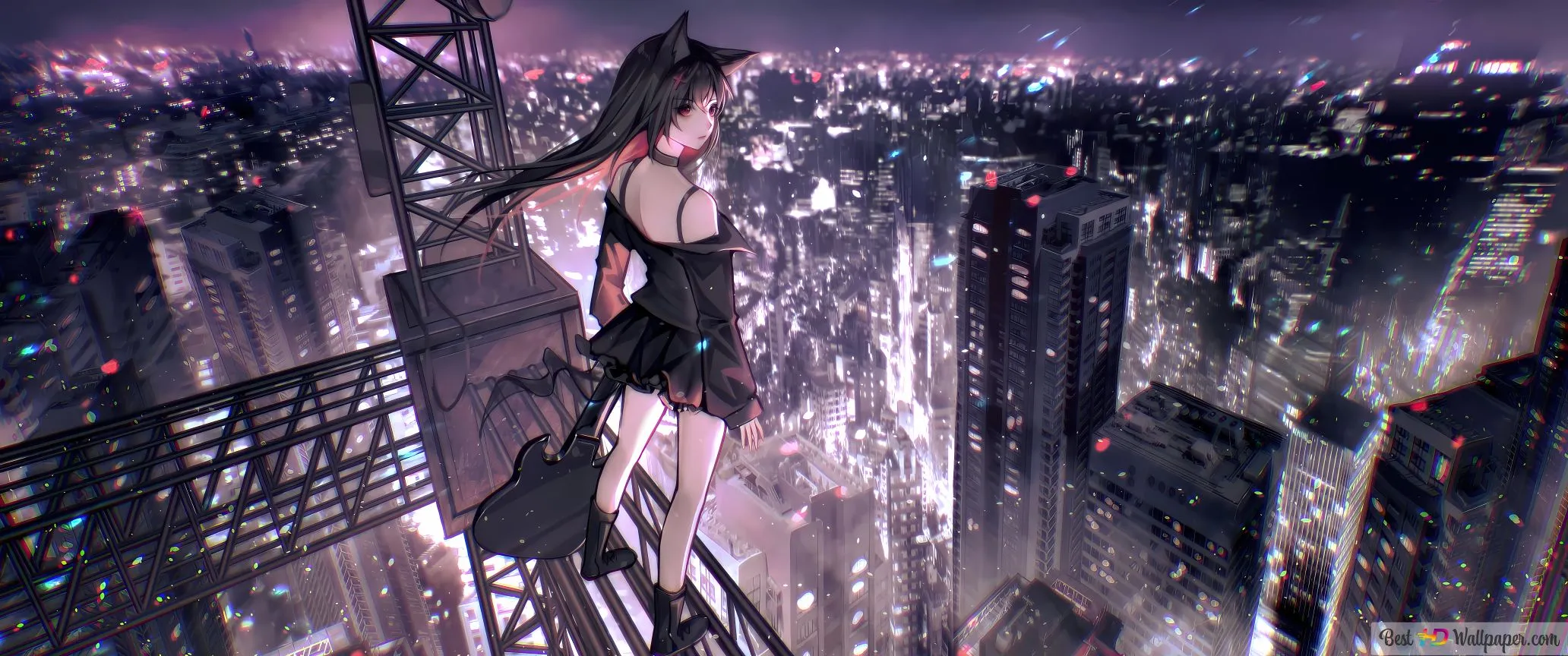 动漫 动漫少女 动漫城市夜景 猫耳少女 壁纸预览