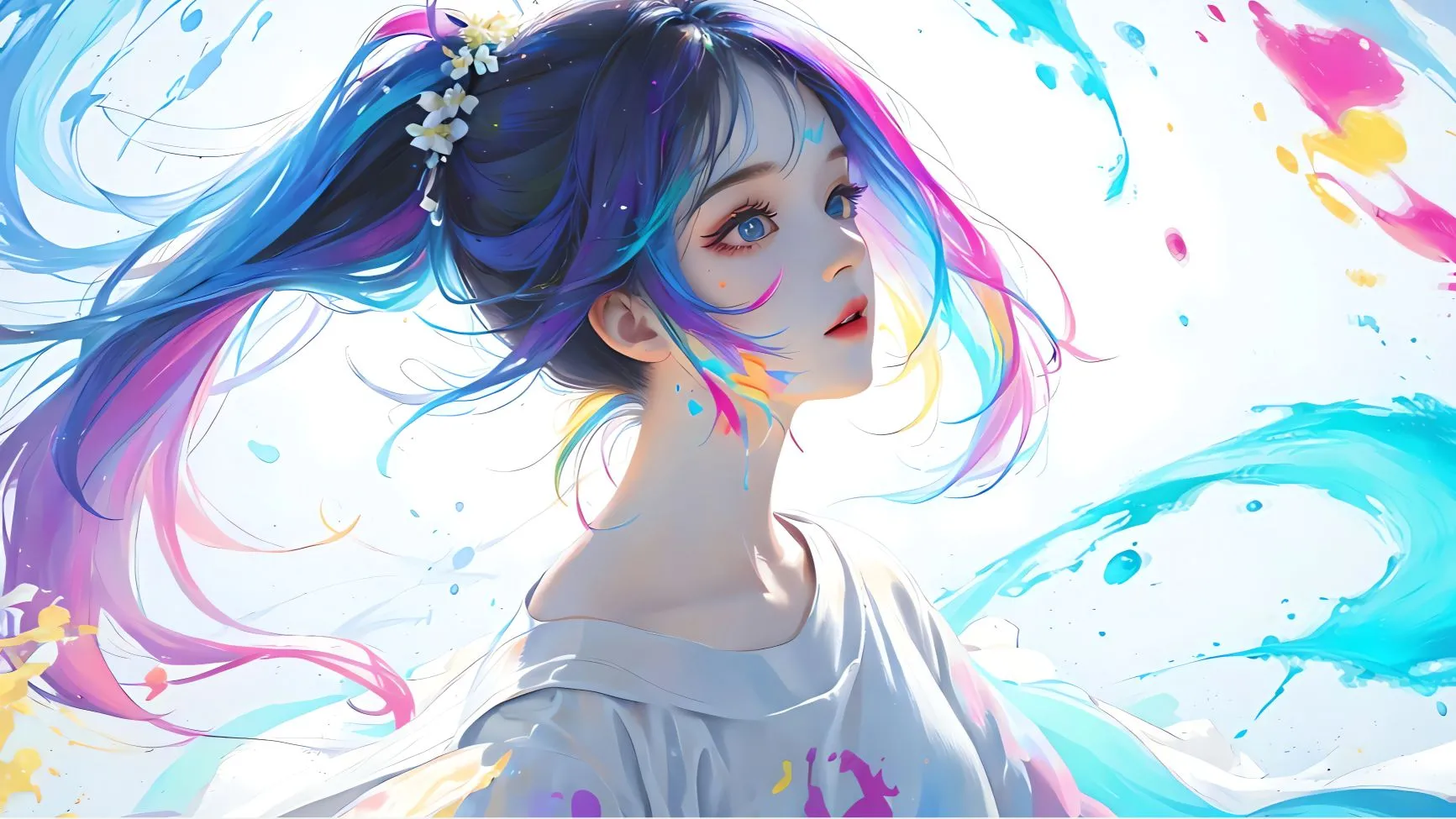 插画 彩虹少女 壁纸预览