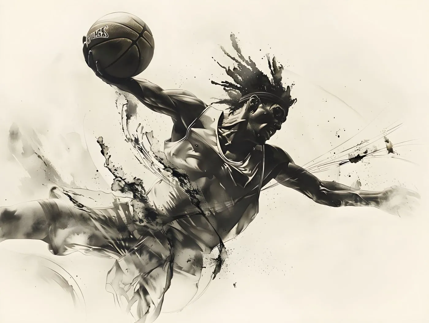 插画 水墨画 NBA 篮球 壁纸预览