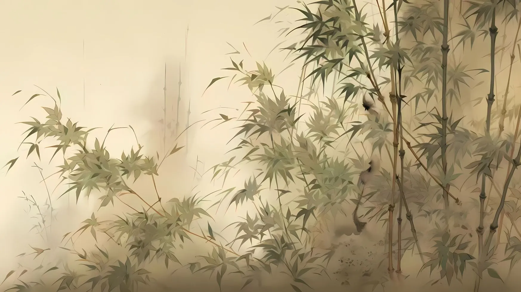 插画 中国风 竹子 壁纸预览