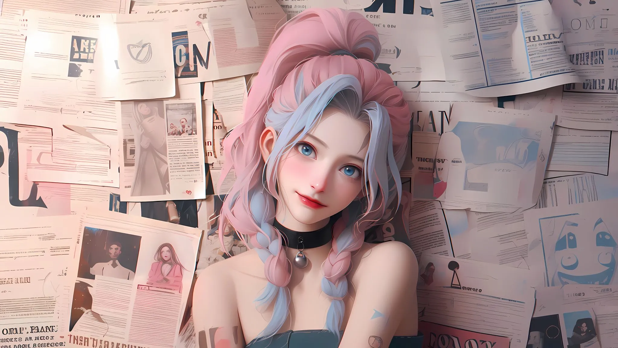 动漫 报纸美女 绝美 甜美少女 壁纸预览